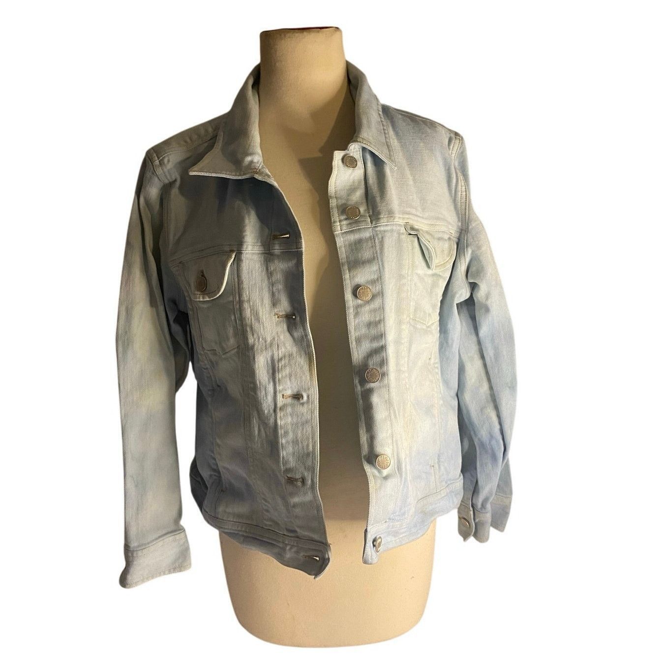J. Jill Hand Dyed Light Wash Stretch Denim Jacket J. Jill LP Petite Size L / US 10 / IT 46 - 2 Thumbnail