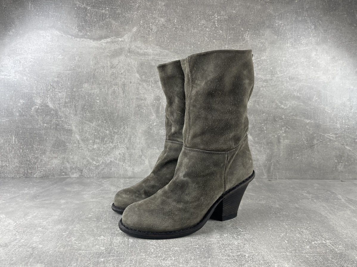 Fiorentini + Baker Fiorentini + Baker Distressed Suede Mid Calf Wedge Boots Size US 7 / IT 37 - 1 Thumbnail
