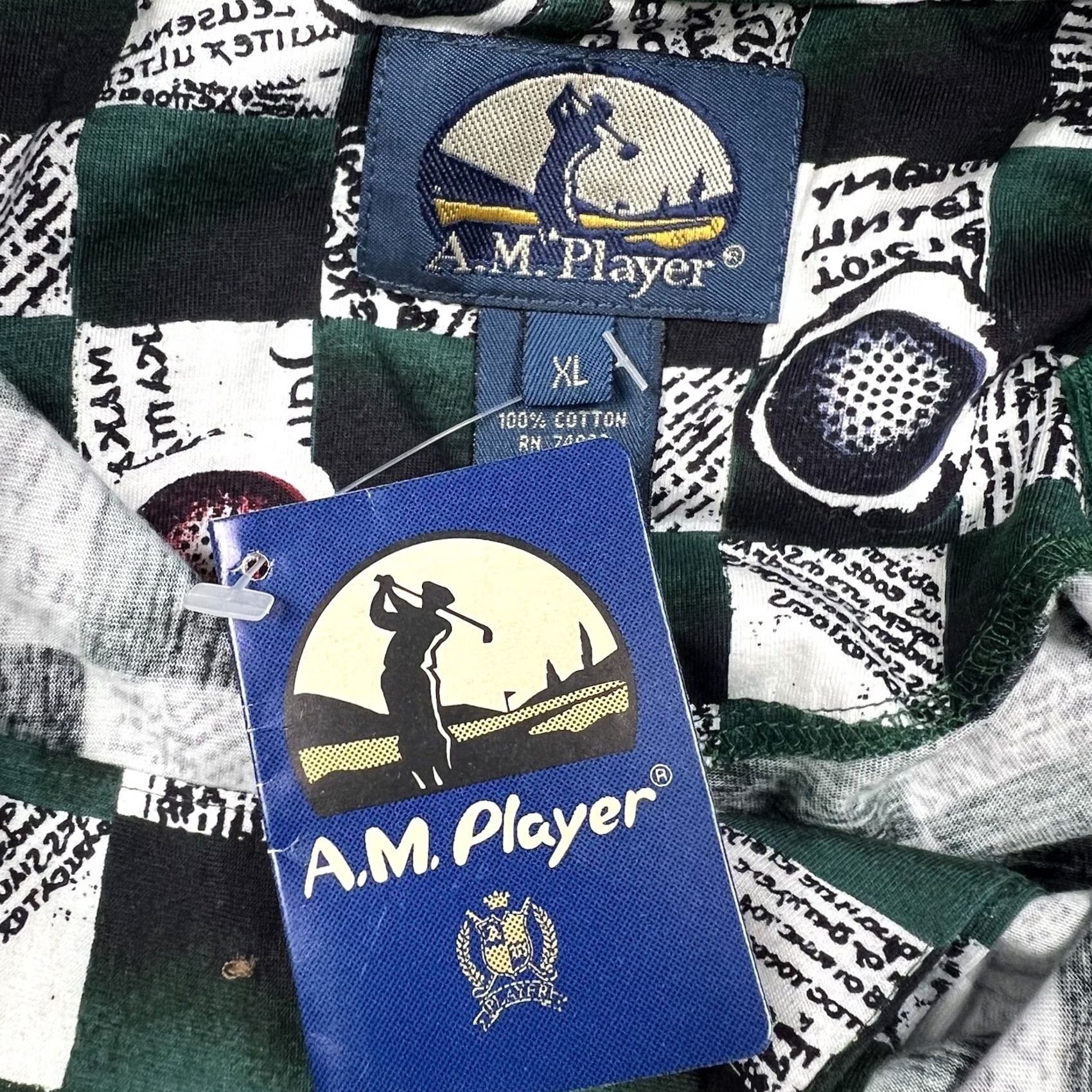 Vintage VINTAGE A.M. Player Golf Polo Shirt Mens XL Green Embroidered Logo 90s All Over Graphic Polo Shirt Size US XL / EU 56 / 4 - 3 Thumbnail