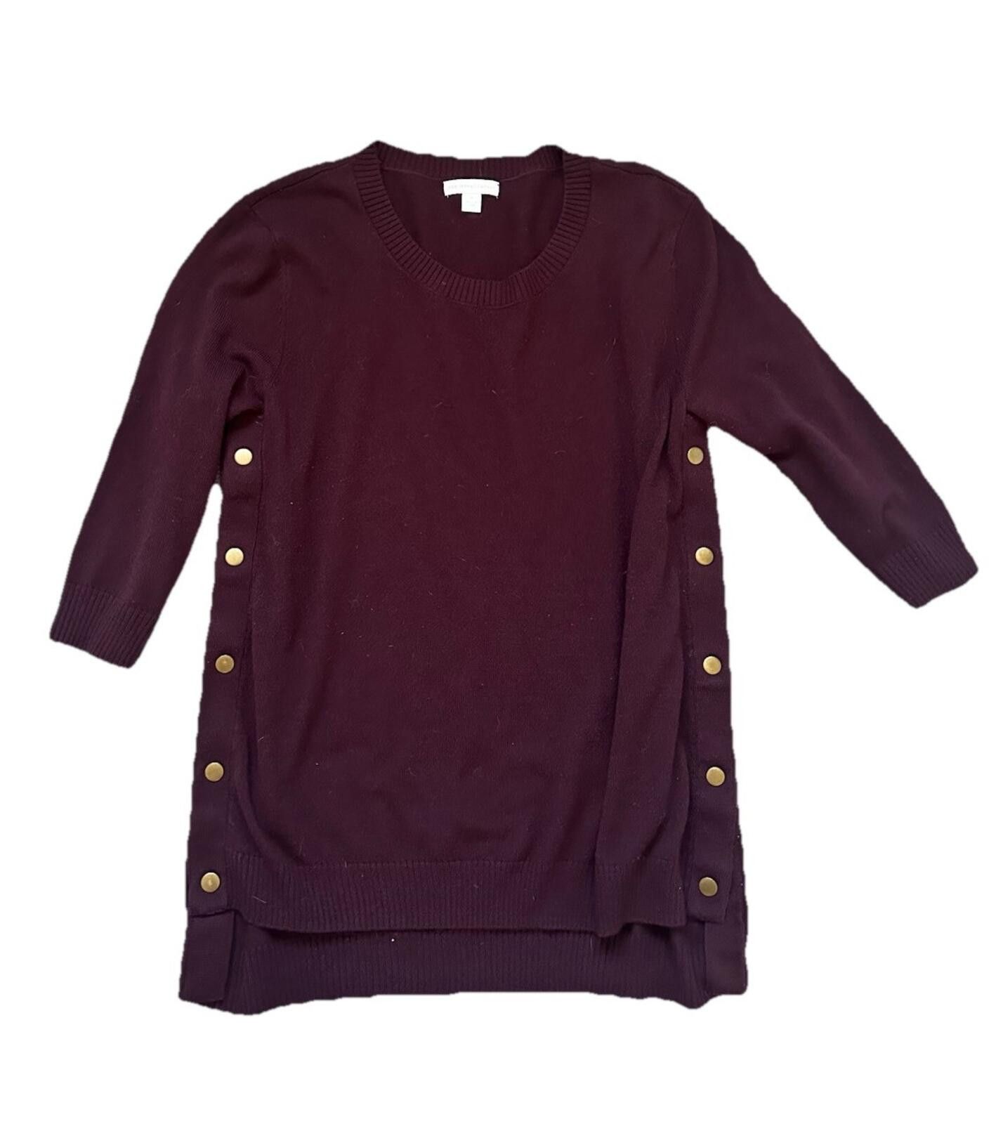 Other New York & Company Sweater Maroon Side Buttons Medium Size M / US 6-8 / IT 42-44 - 1 Thumbnail