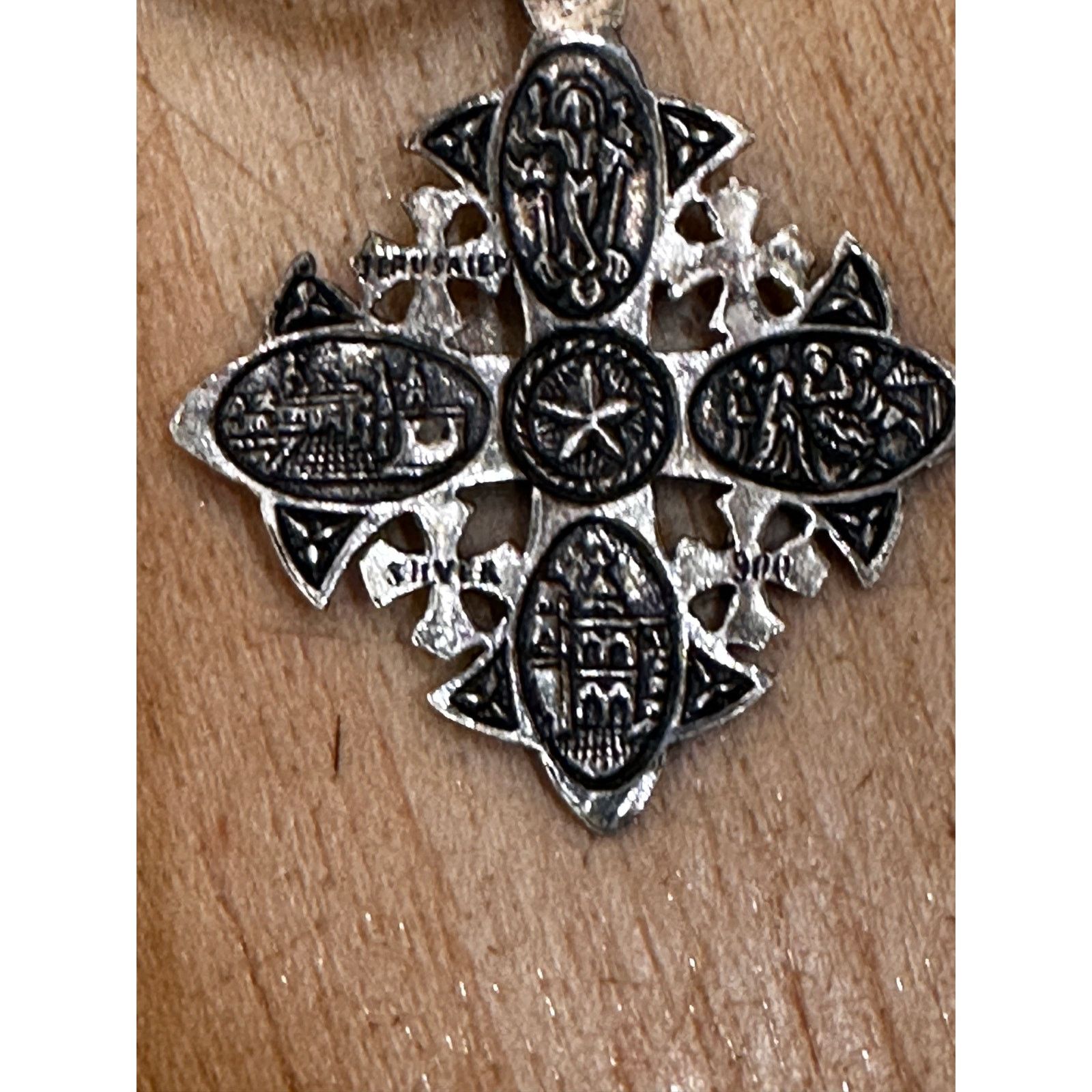 Vintage Vintage 900 Silver Jeruselum Cross Religious Necklace Size ONE SIZE - 8 Thumbnail