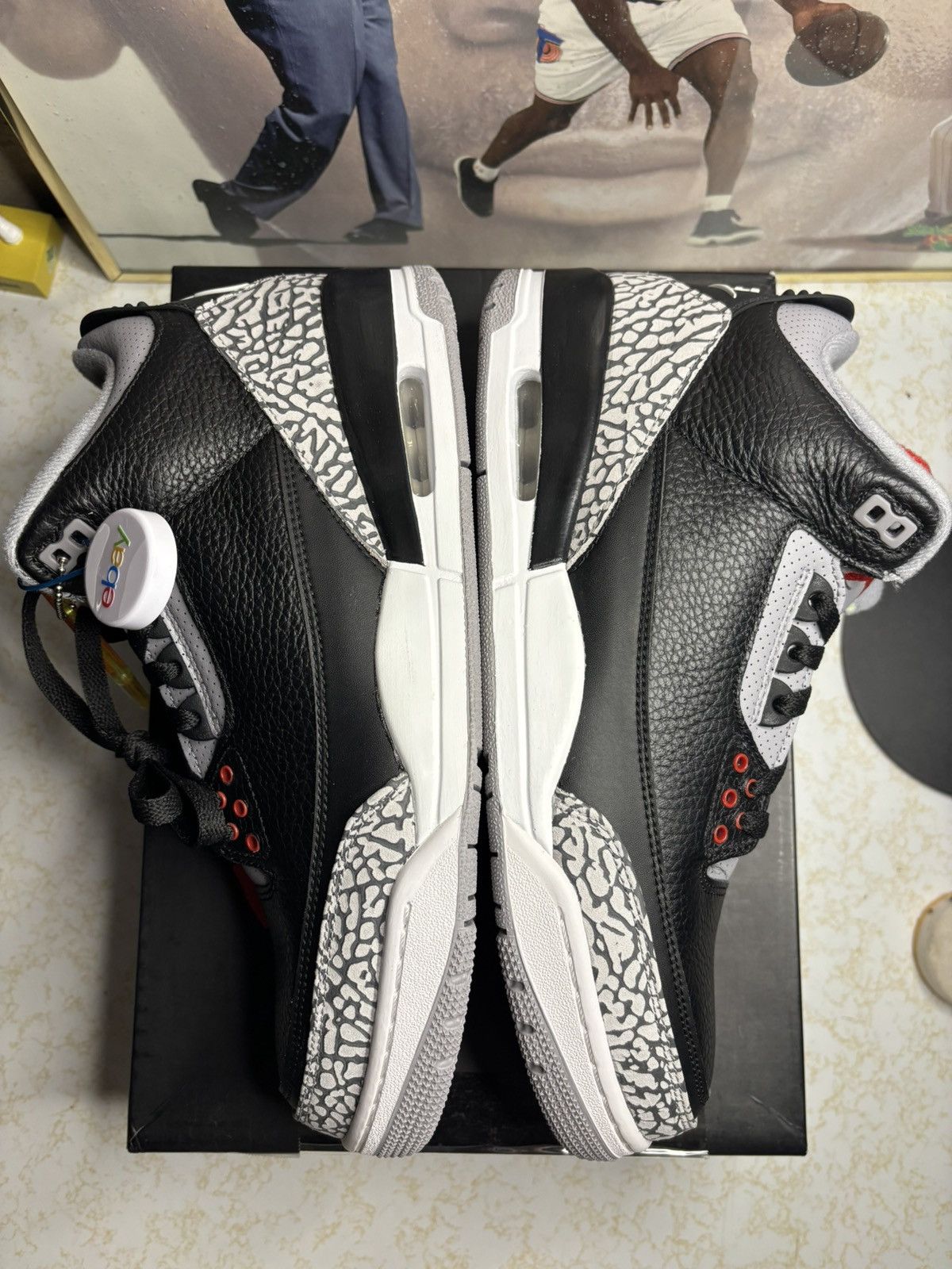 Jordan Brand Jordan 3 Retro Black Cement 2018 Size US 11 / EU 44 - 4 Thumbnail