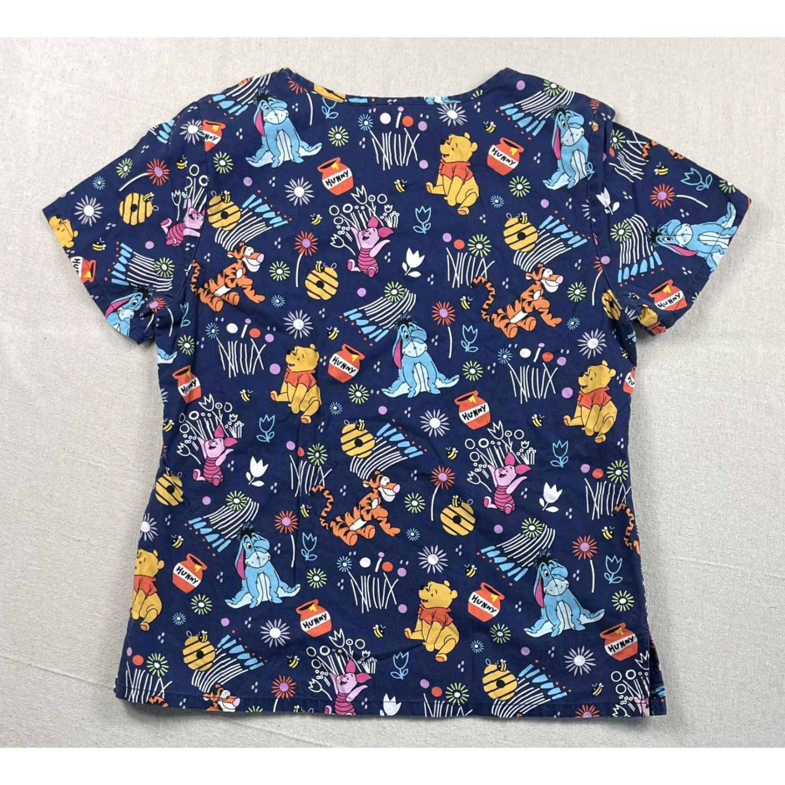 Disney Disney Medical Scrub Top M Women Blue Pooh Tigger Eeyore Piglet Pockets Cotton/Polyester Disney Patterned Nursing Scrub Size US M / EU 48-50 / 2 - 2 Thumbnail