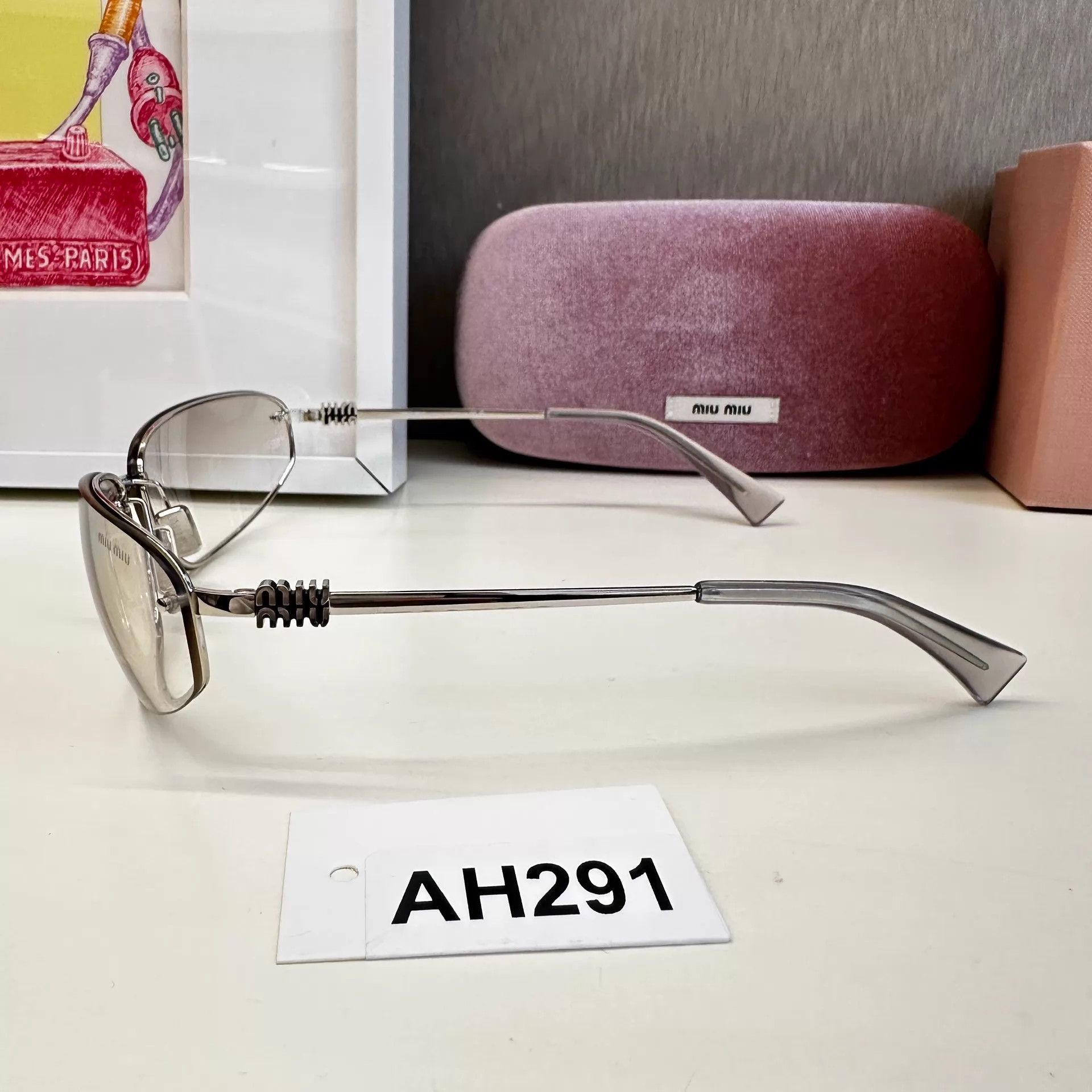 Miu Miu MIU MIU Silver Curved Glasses AH291 Size ONE SIZE - 3 Thumbnail