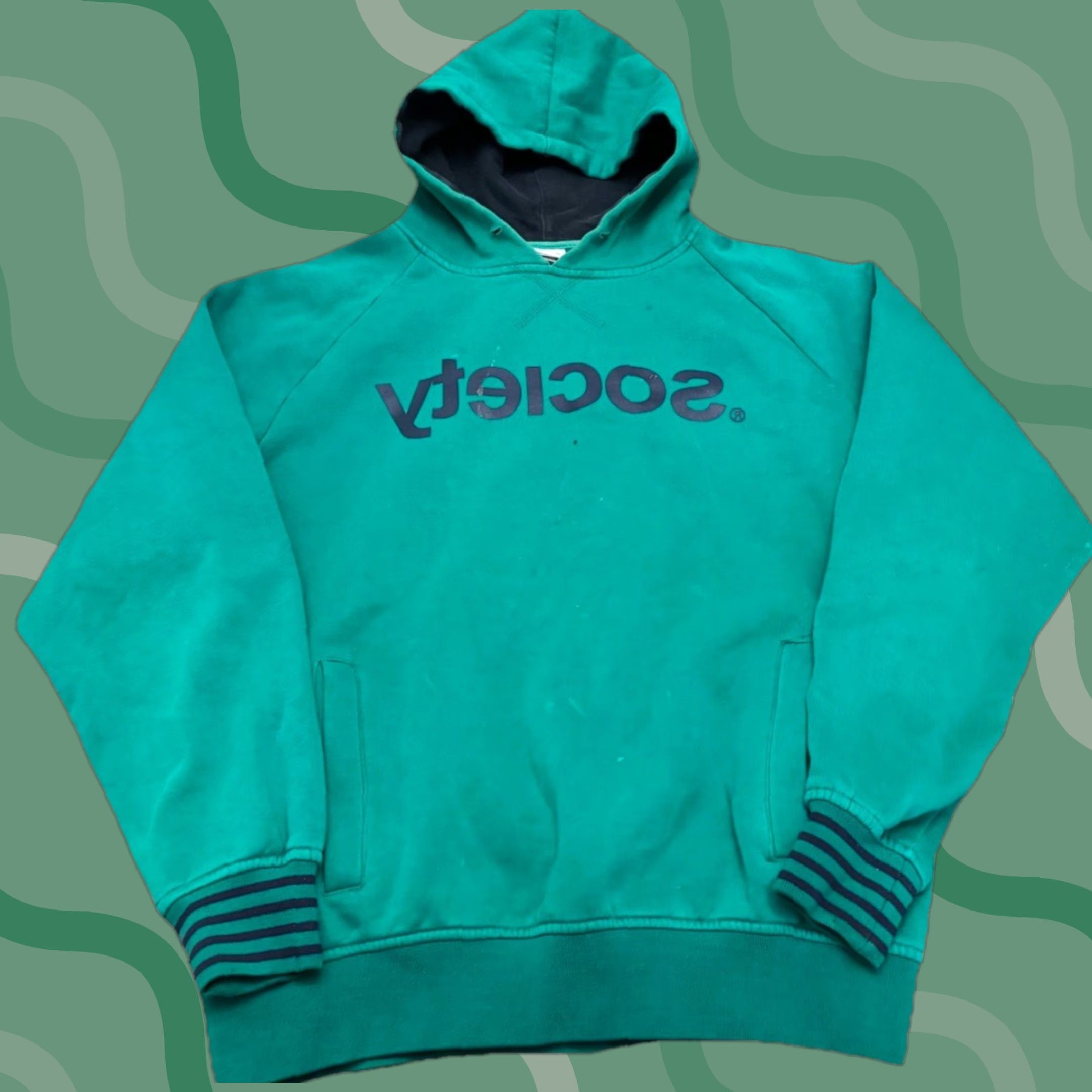 Vintage Society Hoodie Mens L Green Pullover Sweatshirt Size US L / EU 52-54 / 3 - 1 Thumbnail