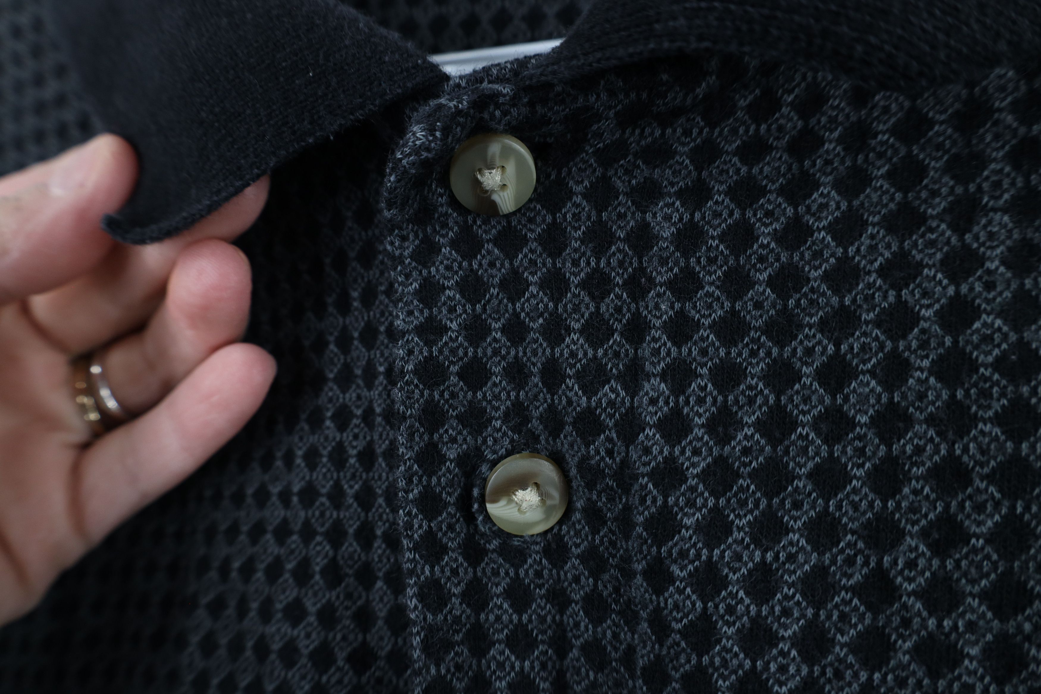 Vintage Vintage 90s Streetwear Diamond Geometric Knit Polo Shirt Size US L / EU 52-54 / 3 - 5 Thumbnail