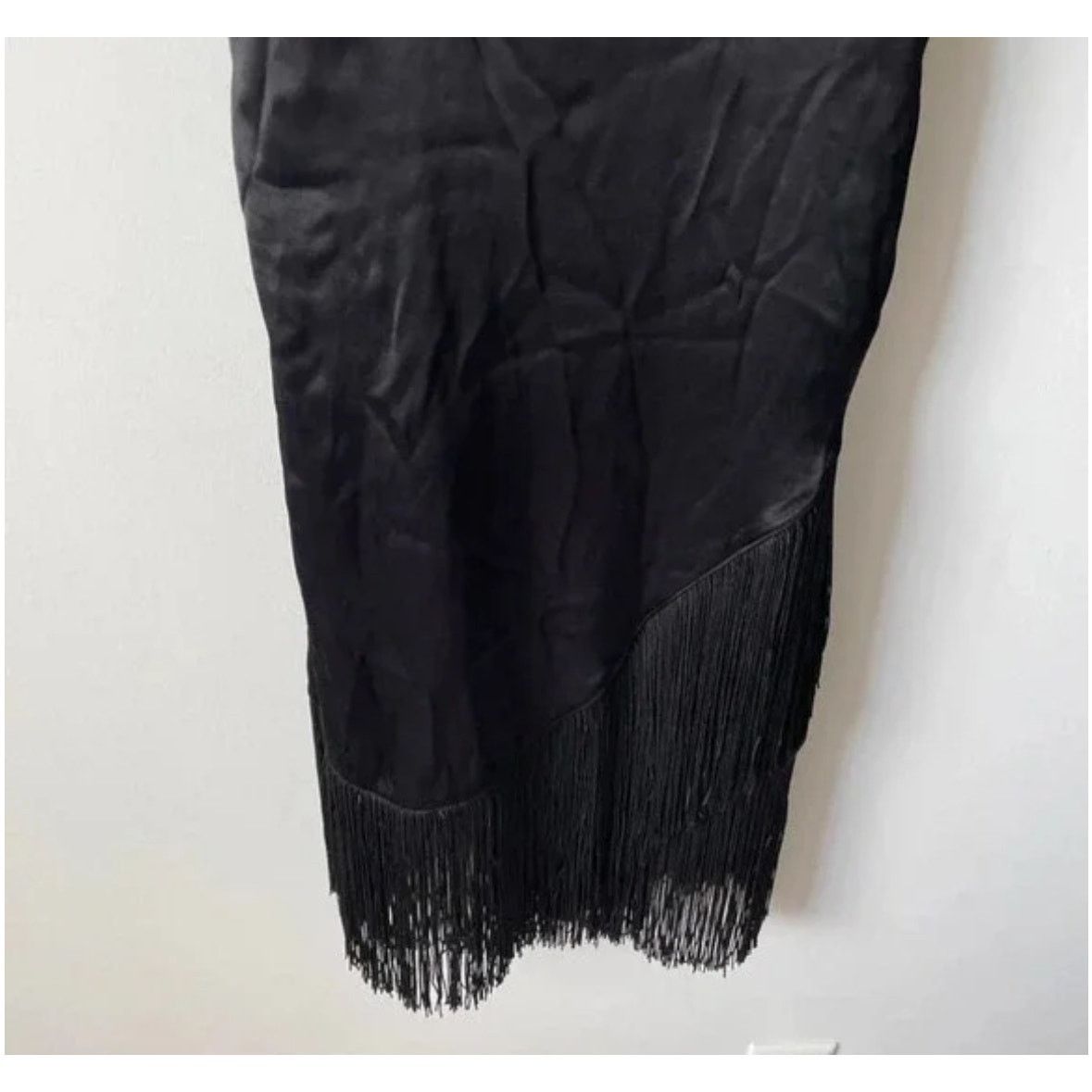 Zara ZARA FRINGED SLIP DRESS BLACK Size XS / US 0-2 / IT 36-38 - 8 Thumbnail