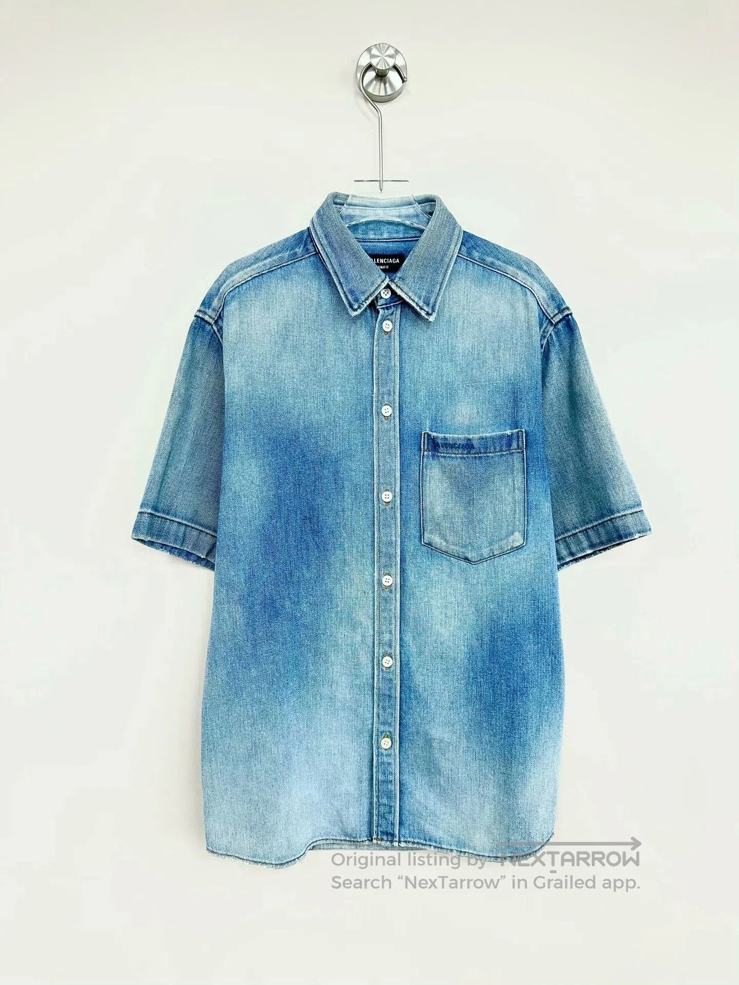 Balenciaga Balenciaga Blue Embroidered Logo Denim Shirt. Size XS / US 0-2 / IT 36-38 - 1 Thumbnail