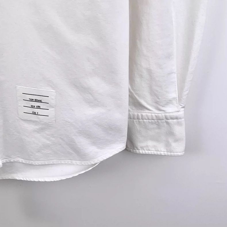 Thom Browne Thom browne White classic four-bar cotton lapel single-brea Size US L / EU 52-54 / 3 - 5 Thumbnail