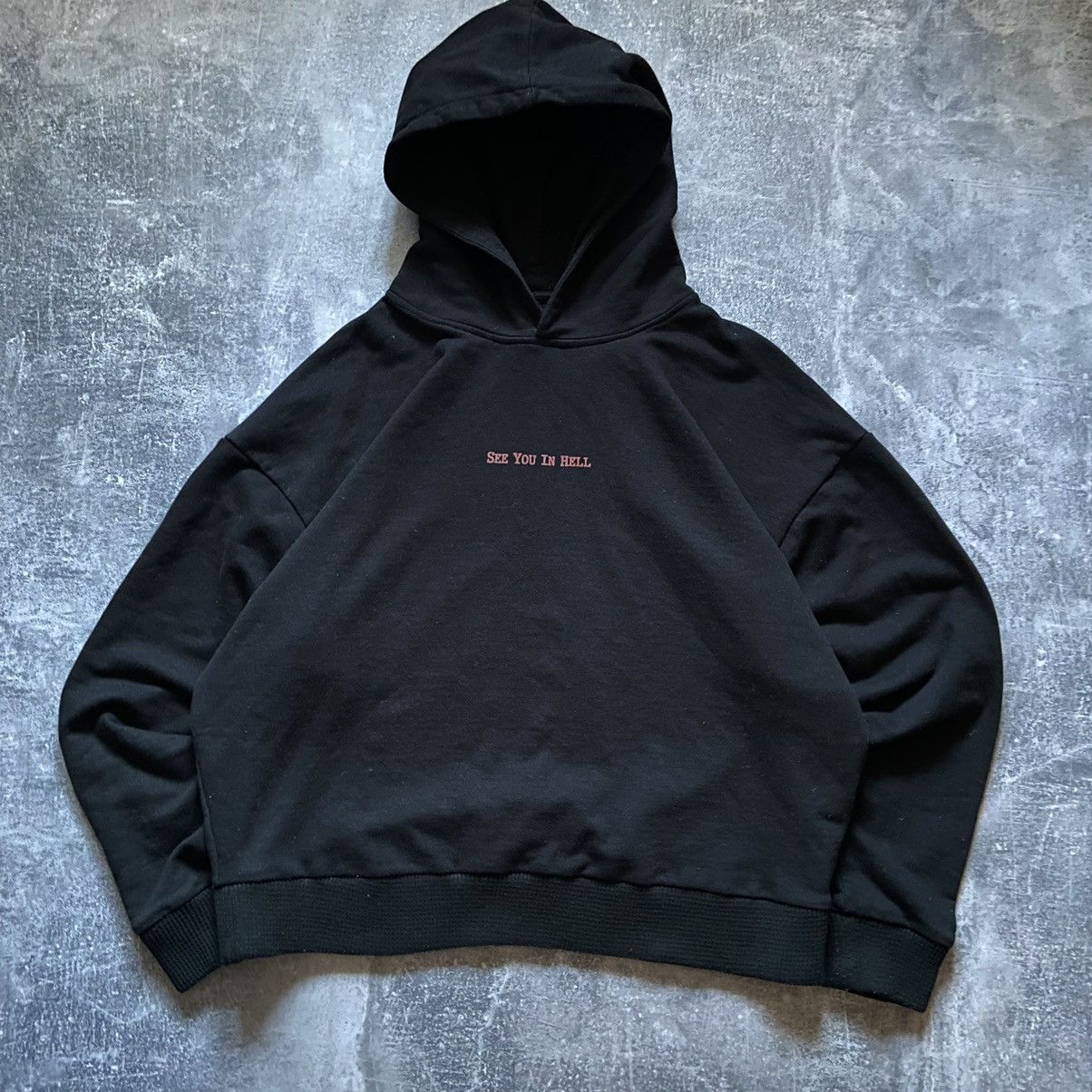 Image of Heavyweight Black Hoodie See You In Hell, Men's (Size XL)