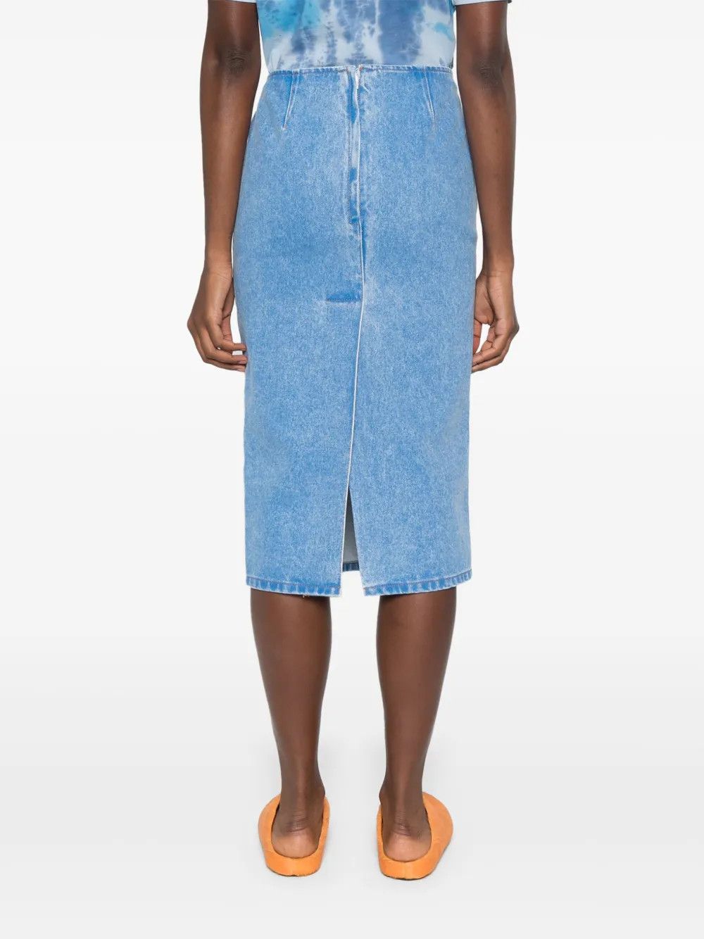 Marni o1y1125 Denim Midi Skirt in Blue Size 26" / US 2 / IT 38 - 4 Thumbnail
