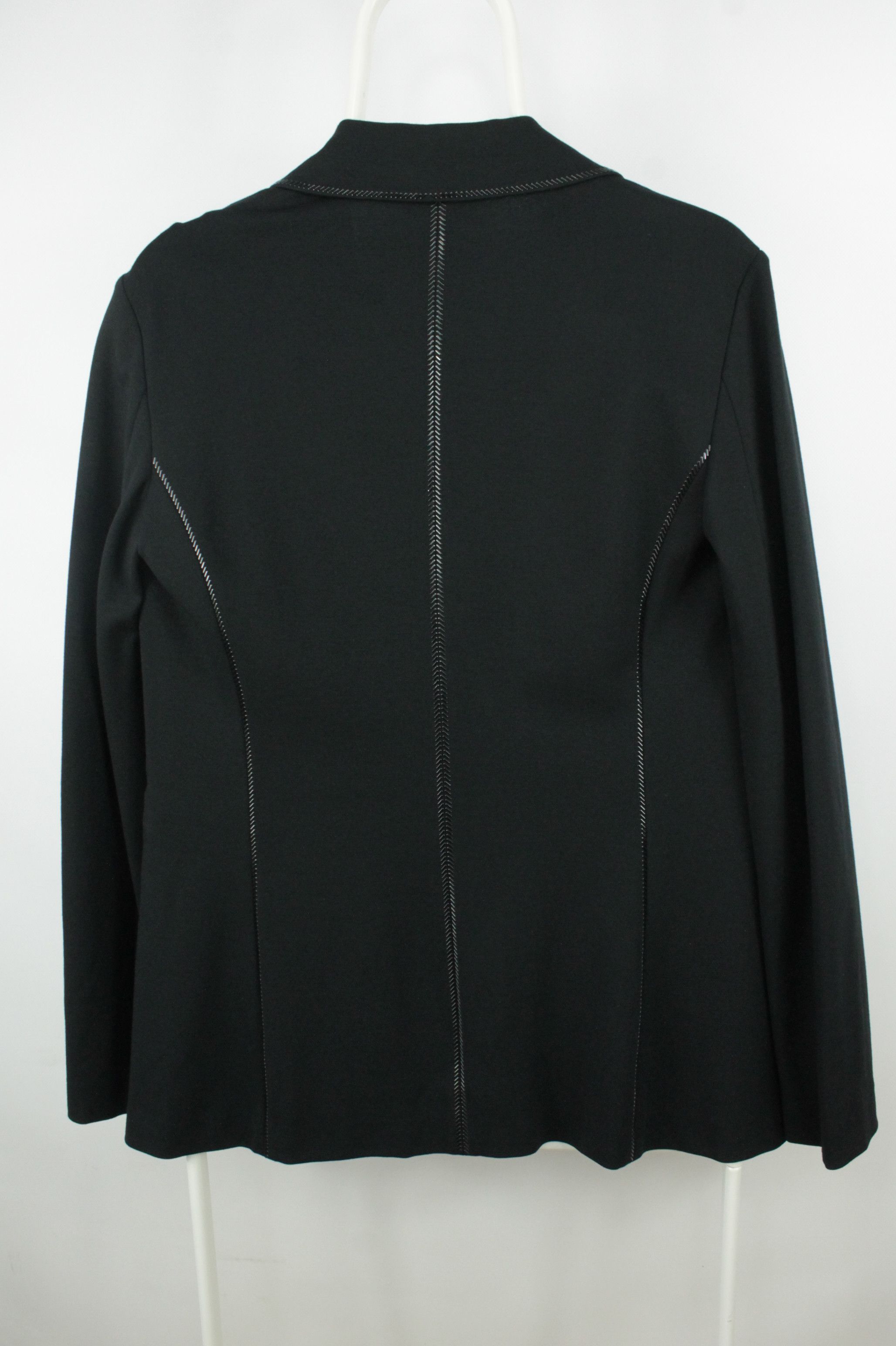 Emporio Armani Emporio Armani Zip-Trim Techno Cady Black Stretch Blazer Size L / US 10 / IT 46 - 10 Thumbnail