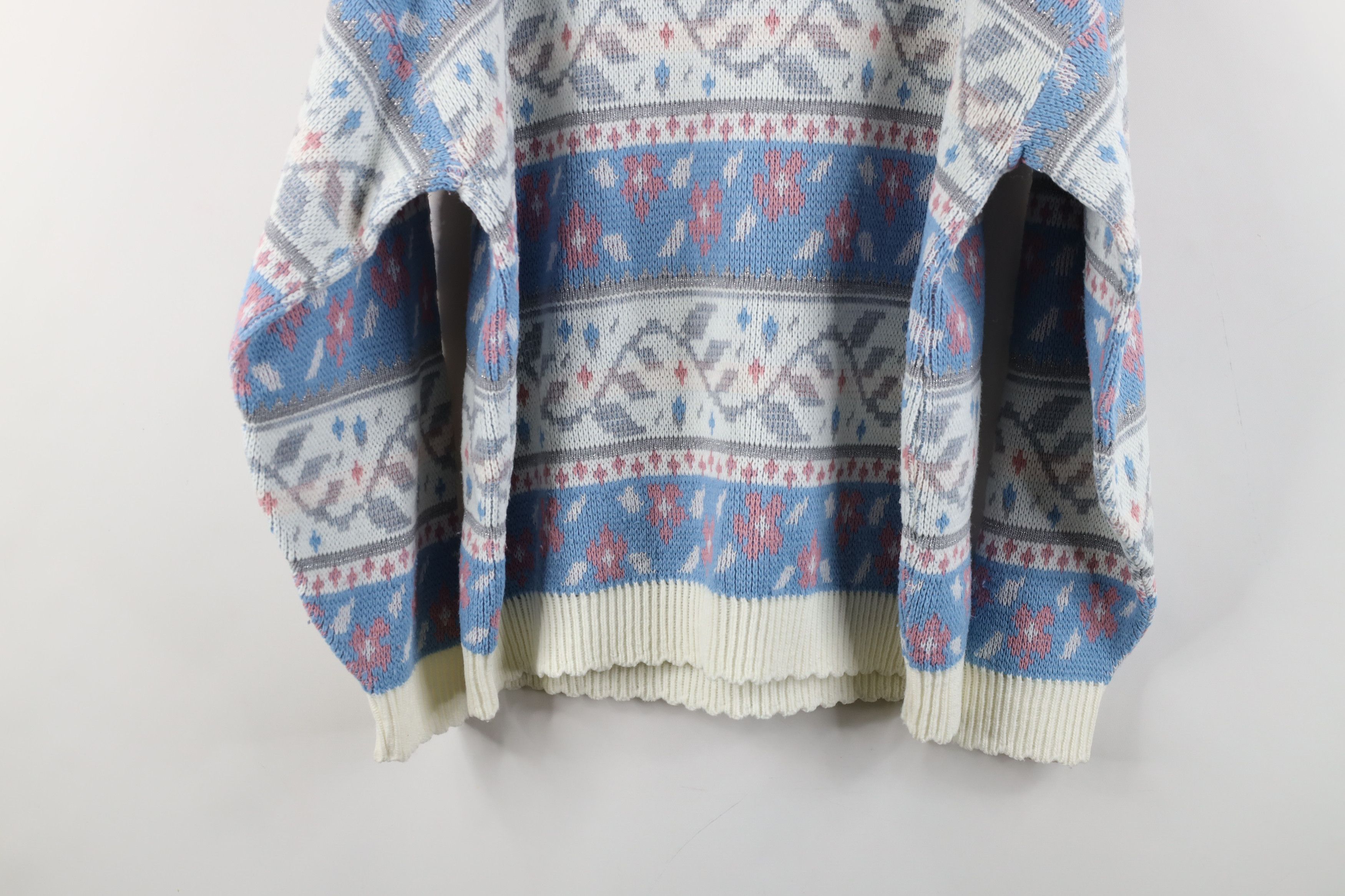 Vintage Vintage 90s Streetwear Fair Isle Flower Knit Sweater Size L / US 10 / IT 46 - 10 Thumbnail
