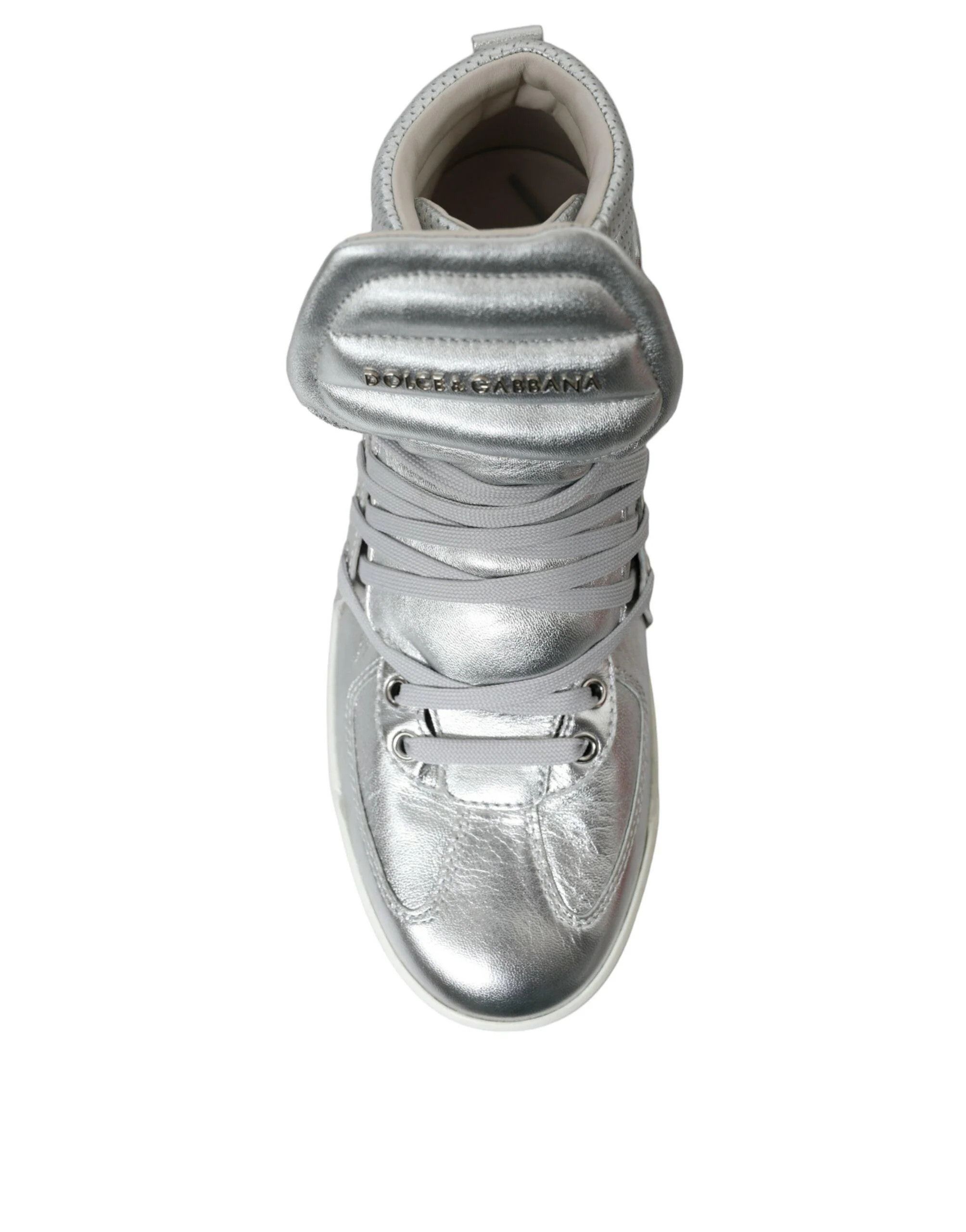 Dolce & Gabbana o1y0125 Logo Hi-Top Sneakers in Silver Size US 6.5 / EU 39-40 - 3 Thumbnail