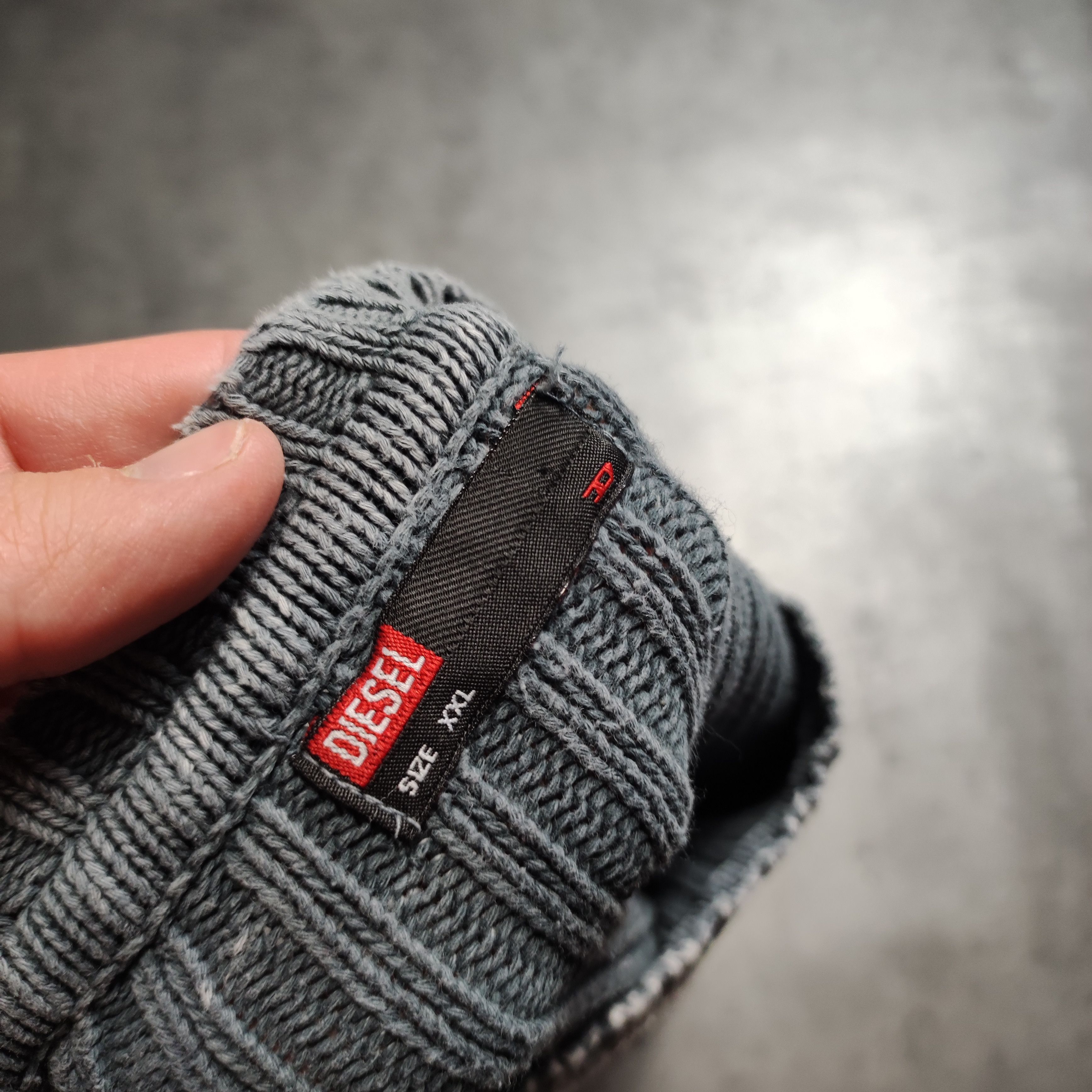 Diesel RARE Archive Y2k Dark Gray Denim Logo Diesel Knit Sweater Size US XXL / EU 58 / 5 - 7 Thumbnail
