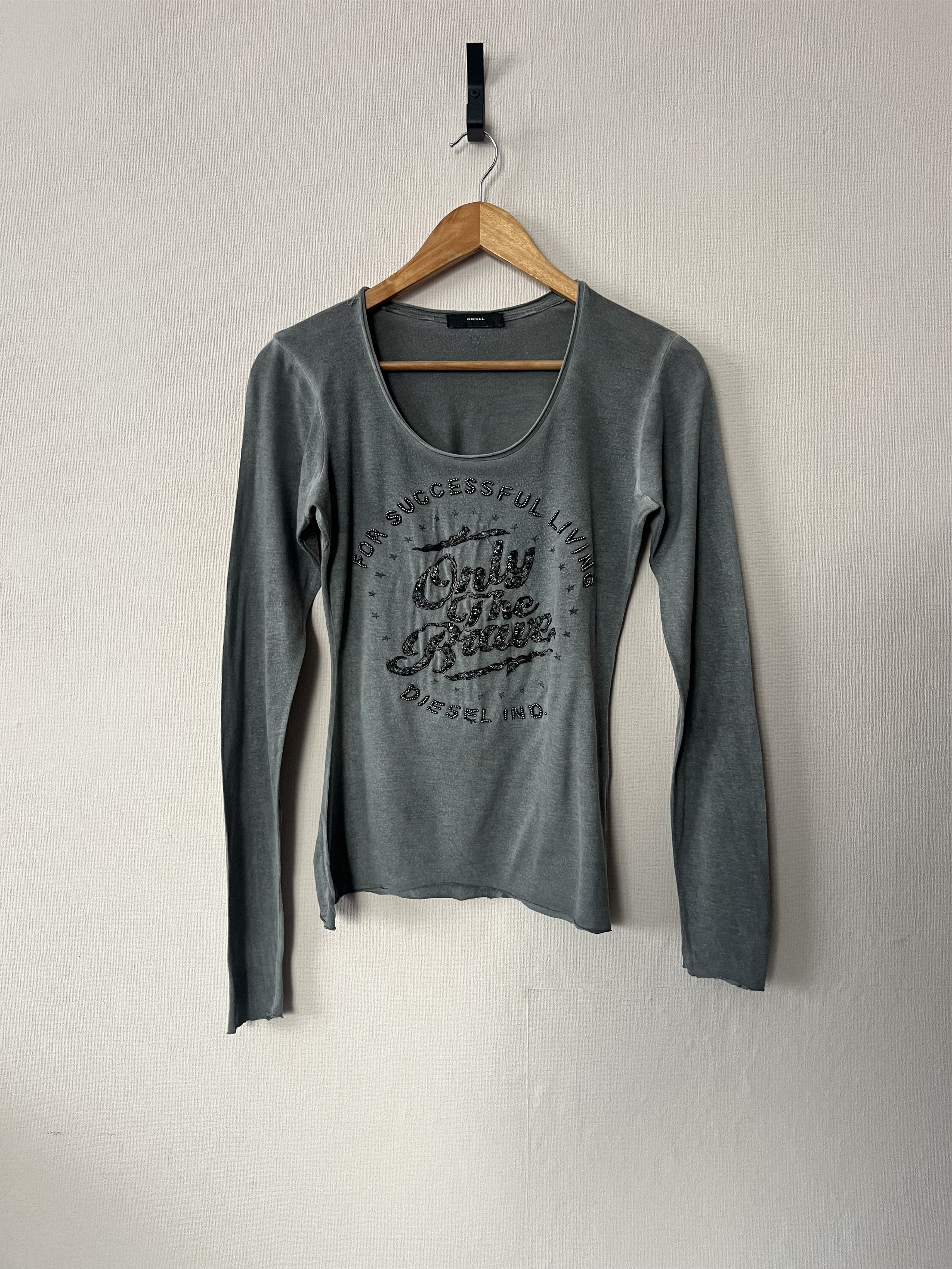 Diesel Y2k Only The Brave Long Sleeve T-Shirt Women's Gray