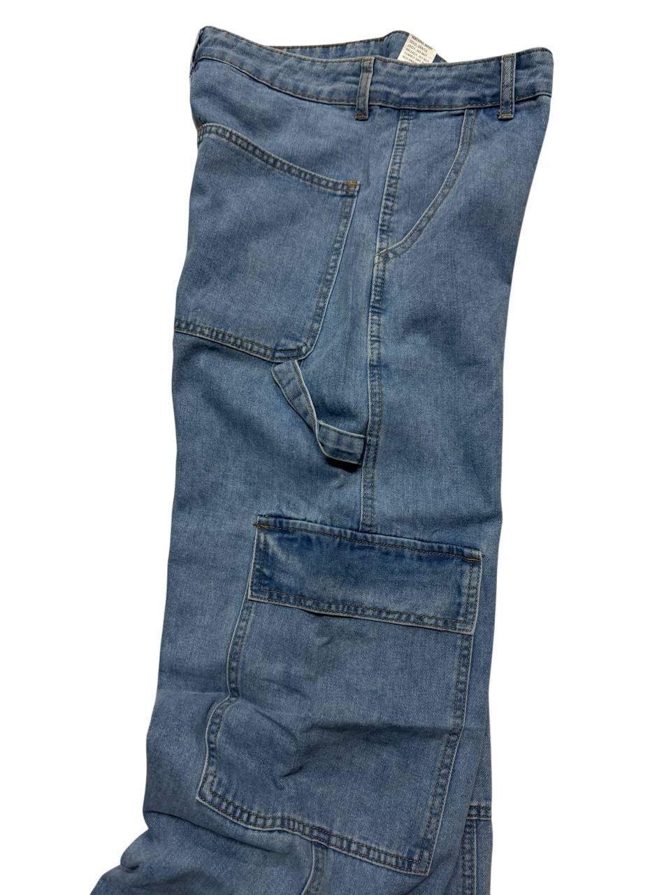 20471120 💥Baggy💥Shein Wide Leg Blue Pocket Carpenter Jeans Streetwear Size US 29 - 7 Thumbnail