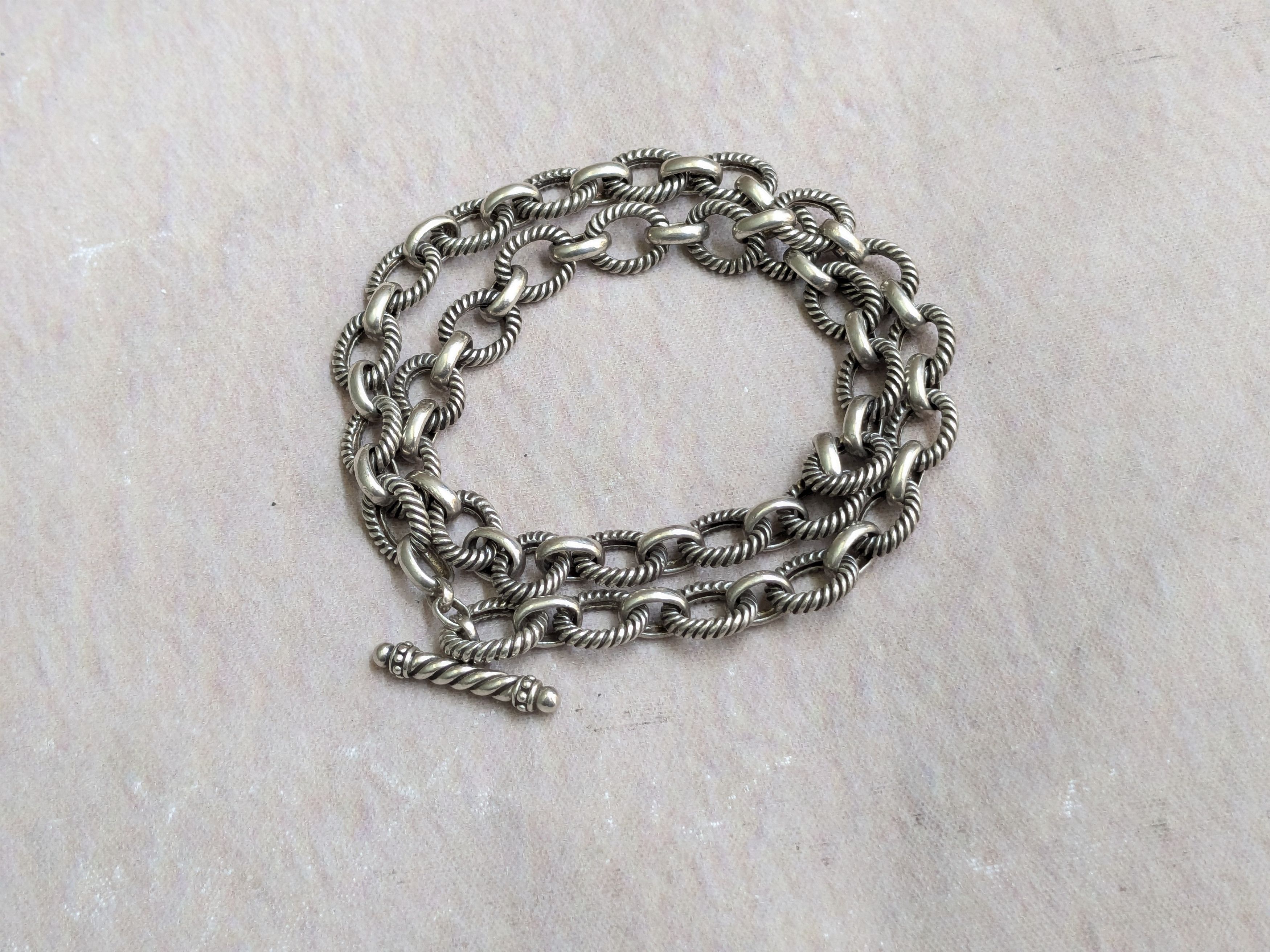 Jewelry Sterling Silver Choker Necklace Oval 18" Chain Size ONE SIZE - 1 Thumbnail
