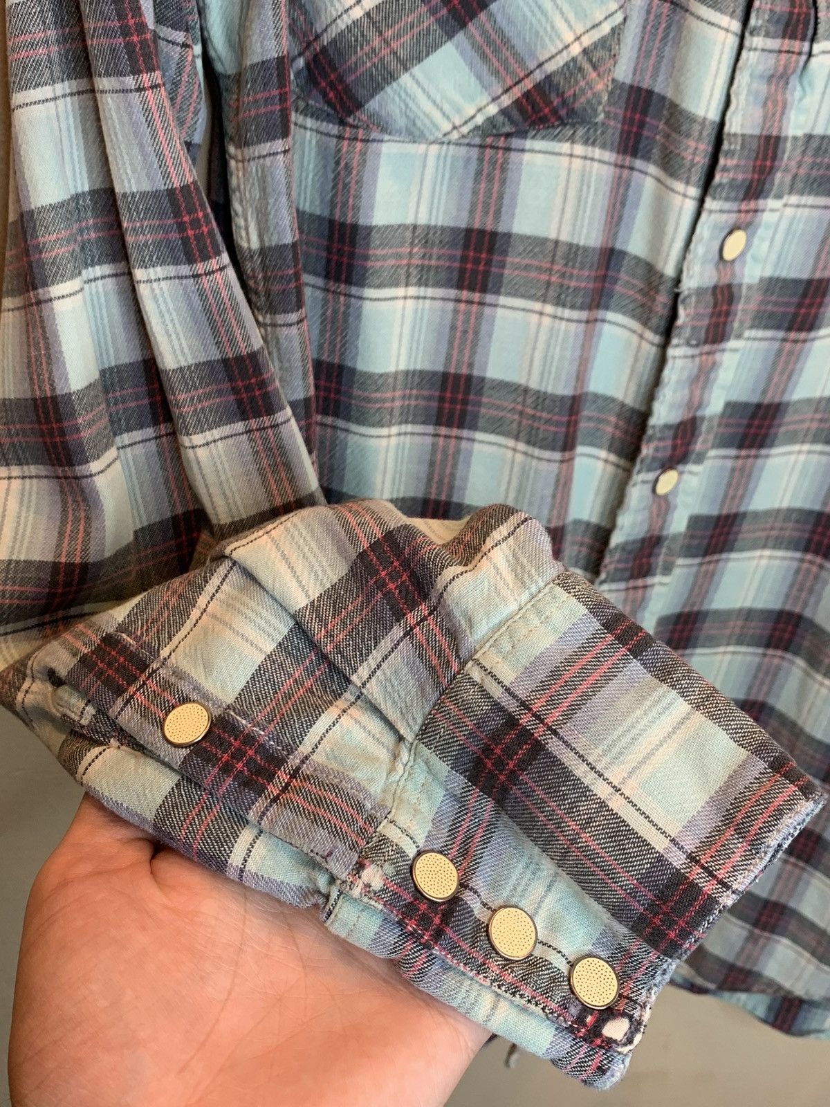 RRL Ralph Lauren RARE* RRL Ralph Lauren Plaid Distressed Western Button Shirt Size US M / EU 48-50 / 2 - 3 Thumbnail