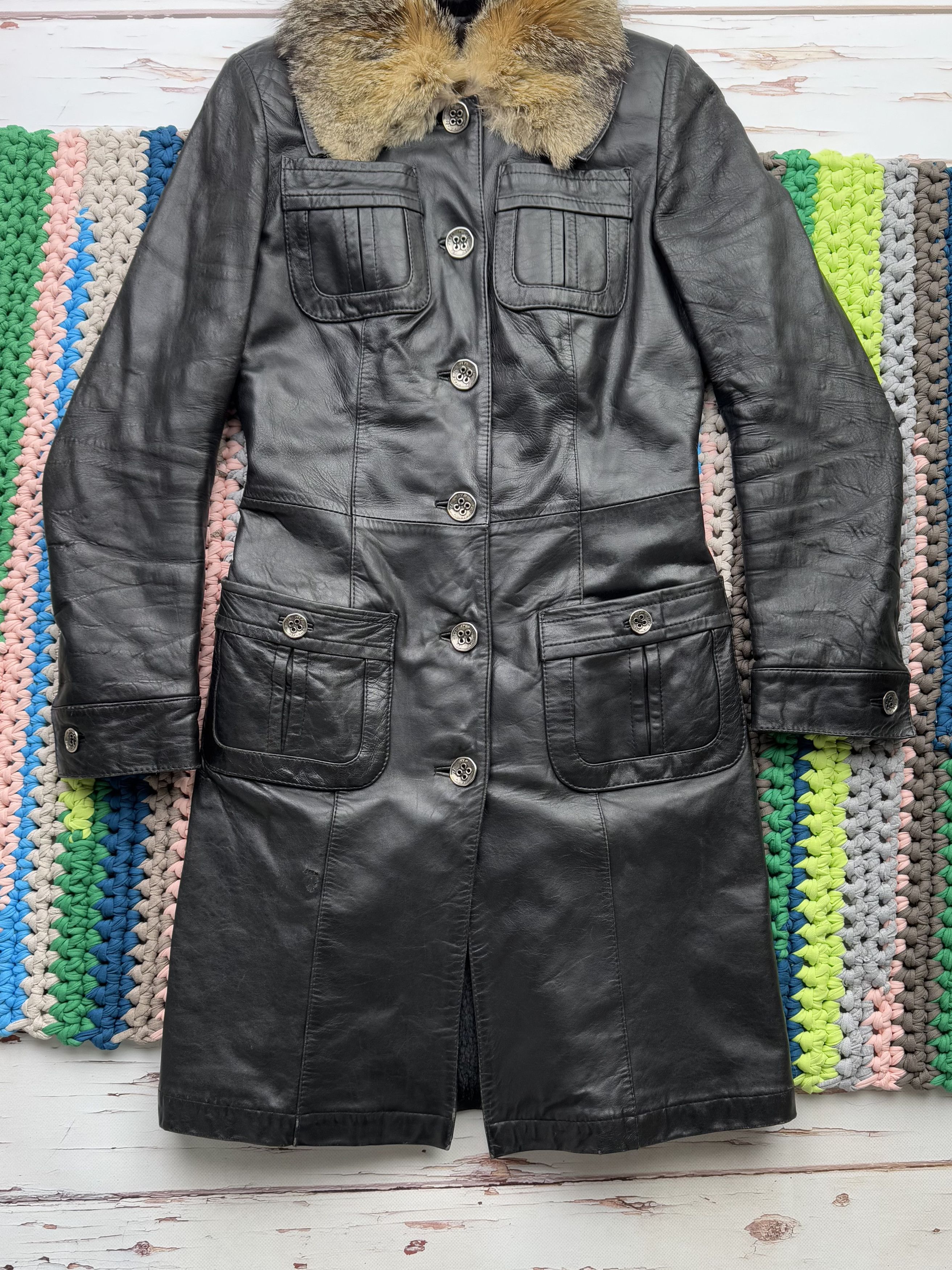 Vintage Vintage Leather Coat With Real Fur Details (V215)(D15) Size S / US 4 / IT 40 - 3 Thumbnail