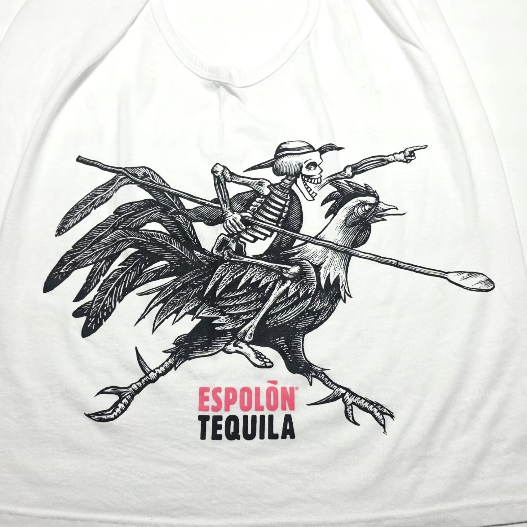 Vintage Espolón Tequila Skeleton Rooster Graphic White Tank Top Mens Size L Size US L / EU 52-54 / 3 - 7 Thumbnail