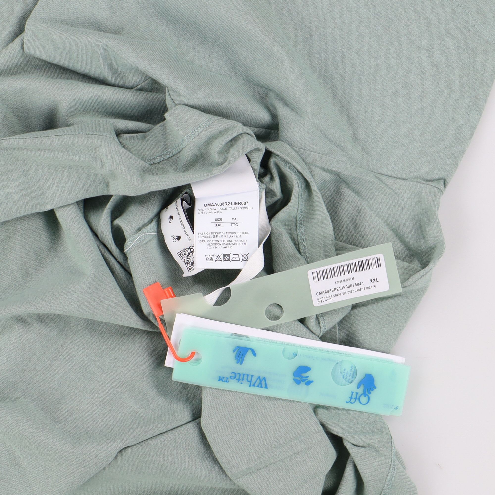 Off-White Jade Green Graff Logo Oversized T-Shirt Size US XXL / EU 58 / 5 - 7 Thumbnail