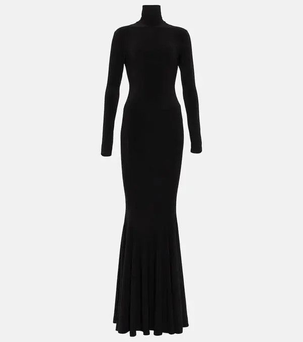 o1bcso1str1125 Long Turtleneck Dress in Black