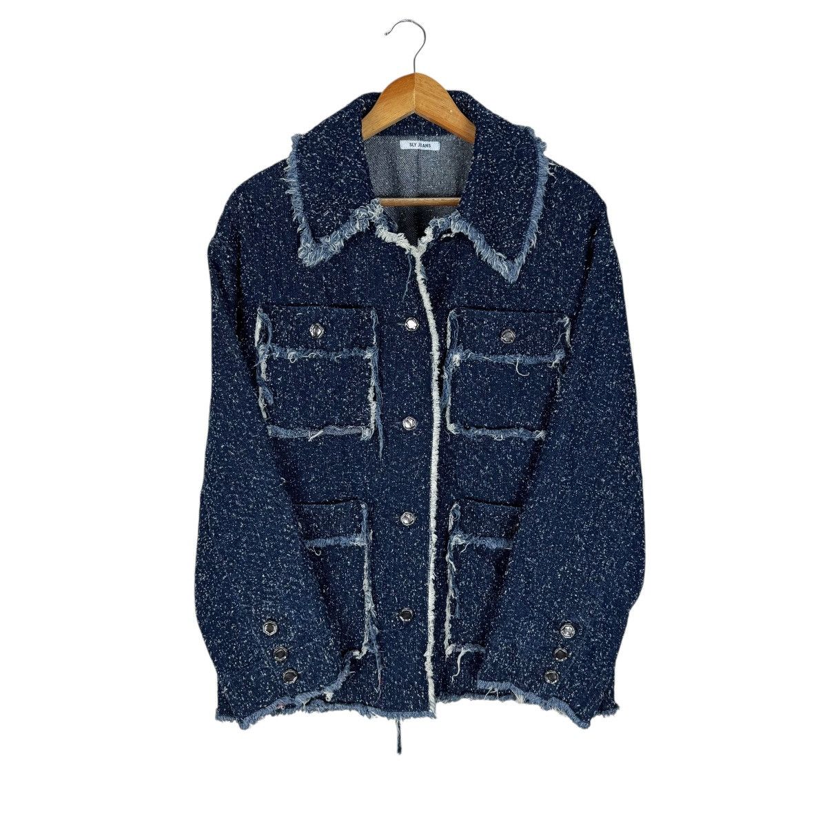 SLY ☀️SLY JEANS STYLE DISTRESS TWEED JACKET LIKE CHANEL Size L / US 10 / IT 46 - 2 Thumbnail