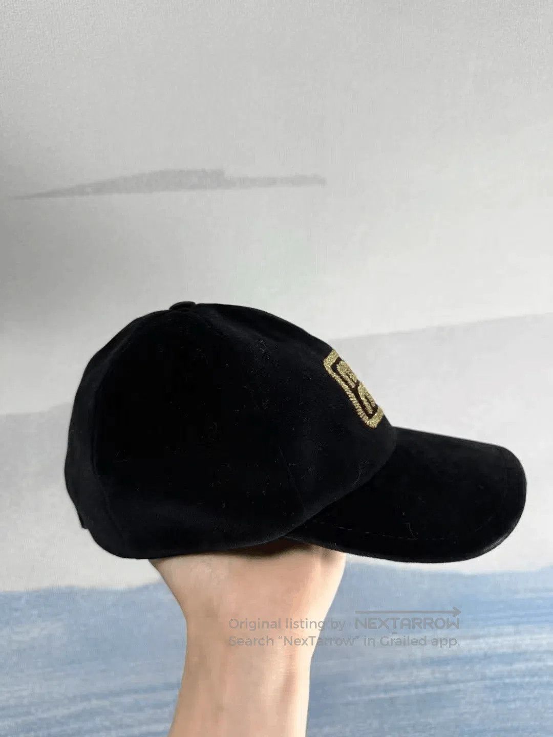 Miu Miu Miu Miu Black Gold Thread Velvet Cap S. Size ONE SIZE - 2 Thumbnail