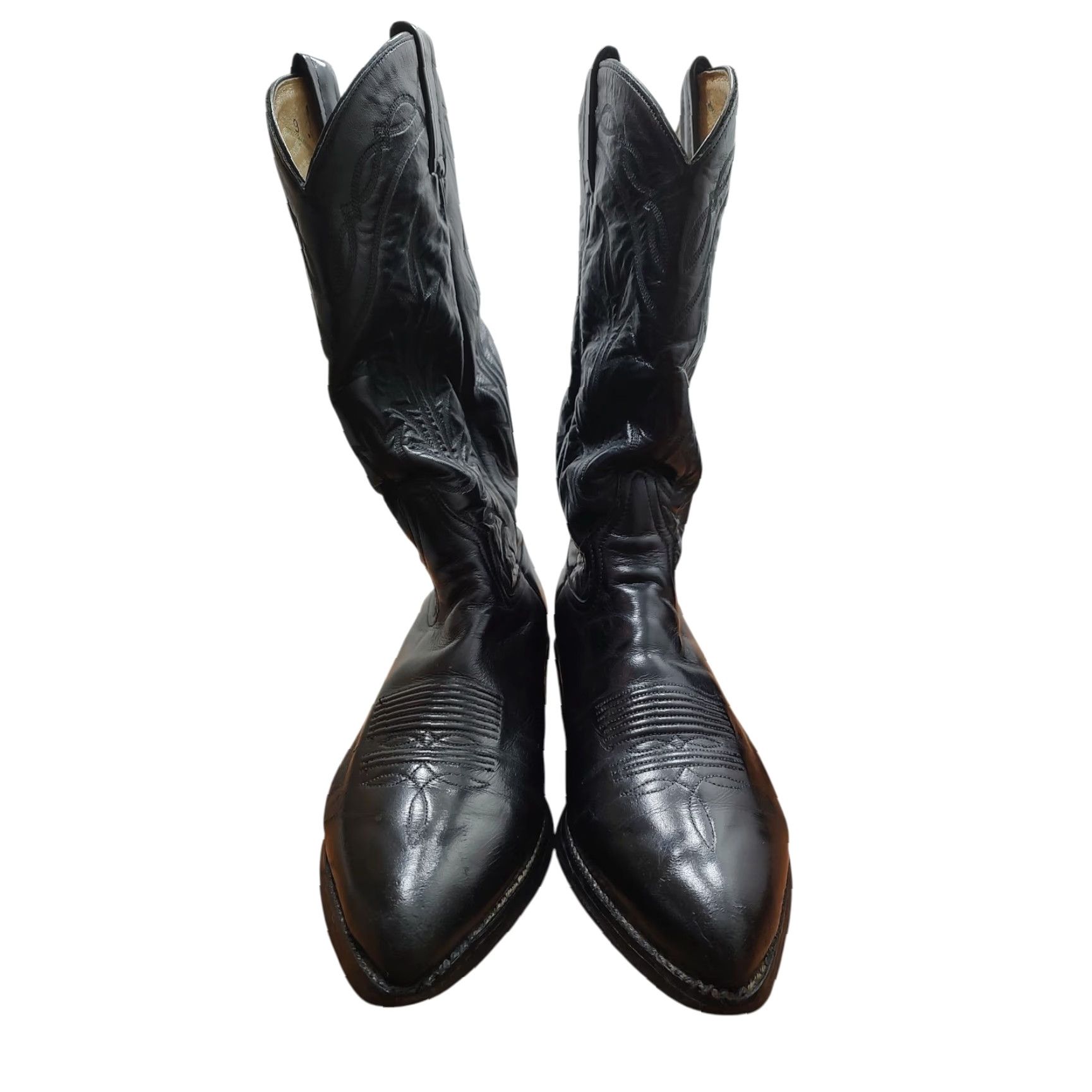 Tony Lama VINTAGE Tony Lama Men's Style 2995 Boots Western Casual Wedding 10 D Black Leather Cowboy Mid-Calf Size US 10 / EU 43 - 4 Thumbnail
