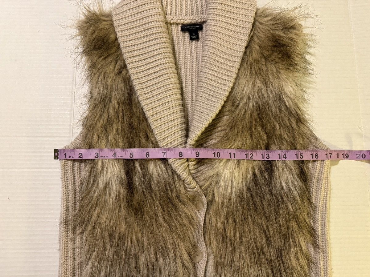 Ann Taylor Merino Wool Blend Beige Tan Faux Fur Vest Jacket