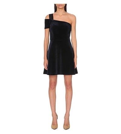 Sandro Sandro Velvet Mini Dress Dark Navy almost black One-Shoulder Size S / US 4 / IT 40 - 2 Thumbnail
