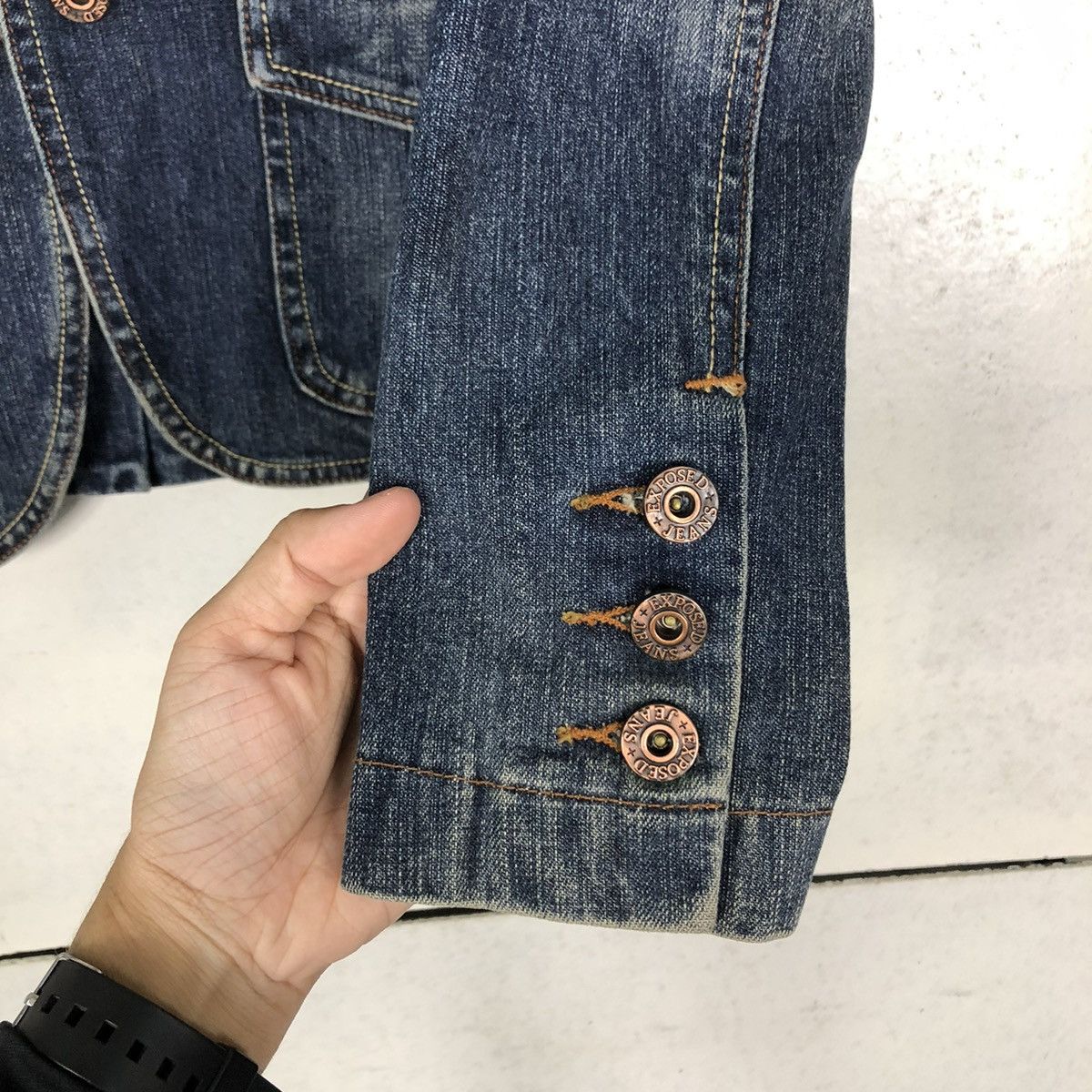 Hysteric Glamour 📌VINTAGE CROPPED BIKER JACKET DENIM EXPOSED JAPAN Size S / US 4 / IT 40 - 16 Thumbnail