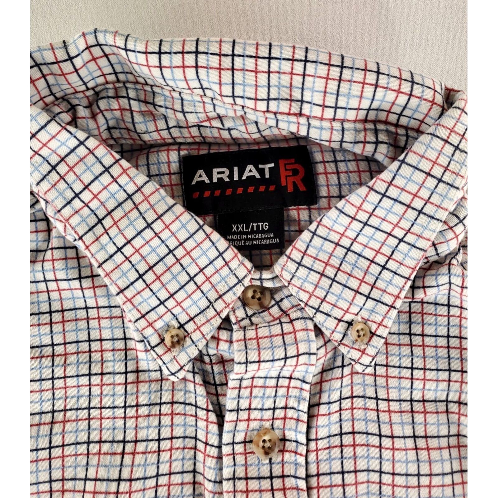Ariat Ariat Button Down Shirt CAT2 2112 Check Plaid White Red Blue Mens XXL Long Sleeve White Mens 2XL (Light Soiling) Size US XXL / EU 58 / 5 - 3 Thumbnail