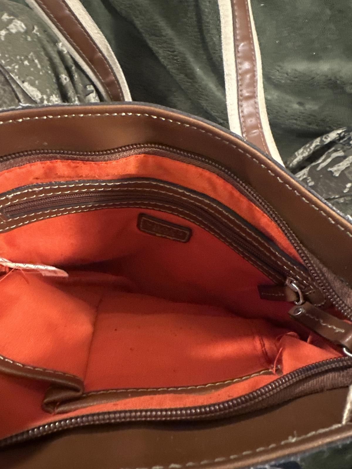 Chaps CHAPS Orange Purse w/ Leather and Tan Details Size ONE SIZE - 4 Thumbnail