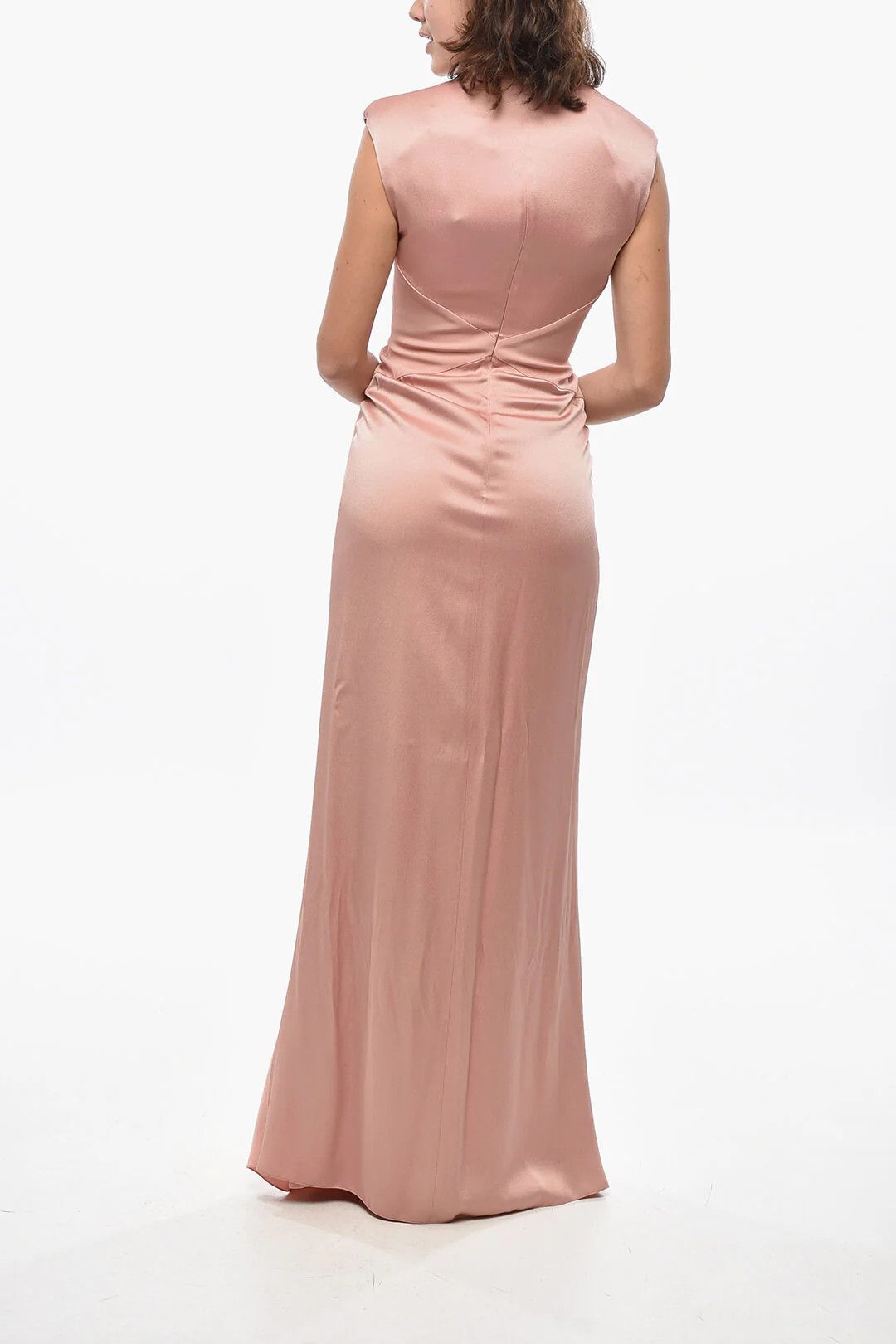 Max Mara og1mm0426 Satin Dress in Pink Size XS / US 0-2 / IT 36-38 - 2 Thumbnail