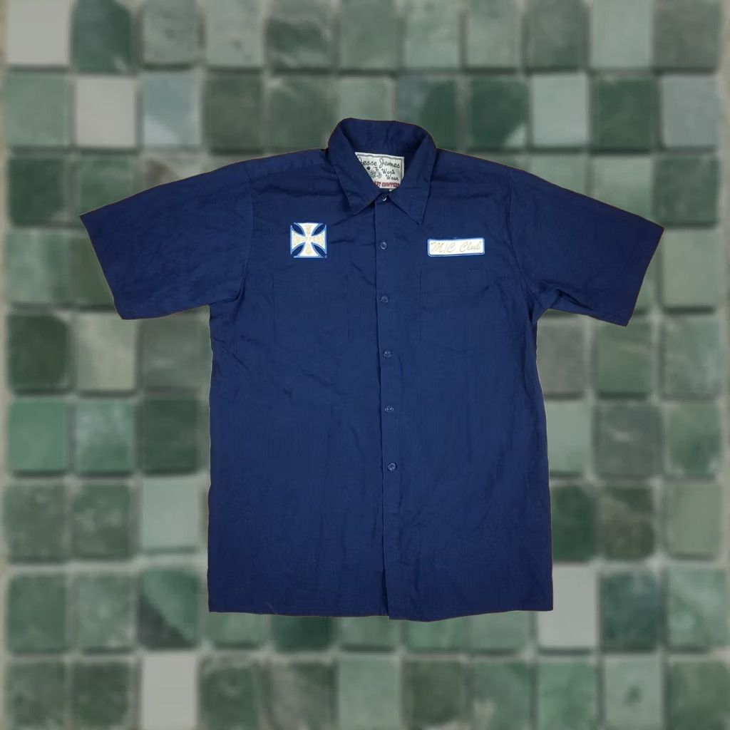 Vintage VINTAGE West Coast Choppers Motorcycle Jesse James Navy Work Wear Shirt L Navy Blue Cotton T-Shirt Mens Brazil? Size US L / EU 52-54 / 3 - 1 Thumbnail