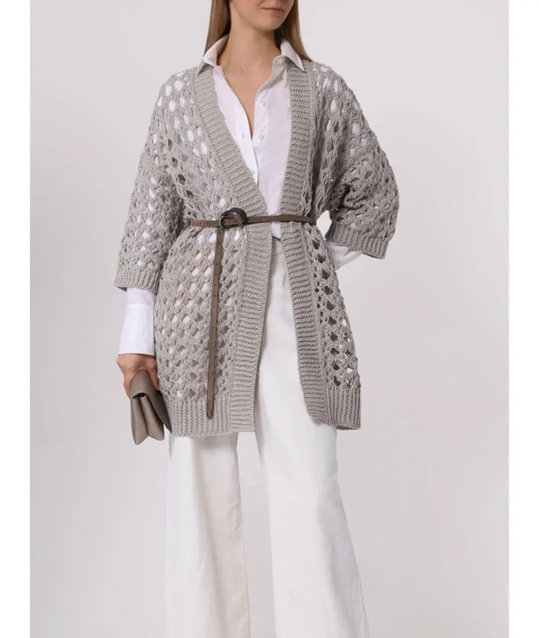 Brunello Cucinelli o1w1db10825 Cardigan in Open Grey Size L / US 10 / IT 46 - 5 Thumbnail