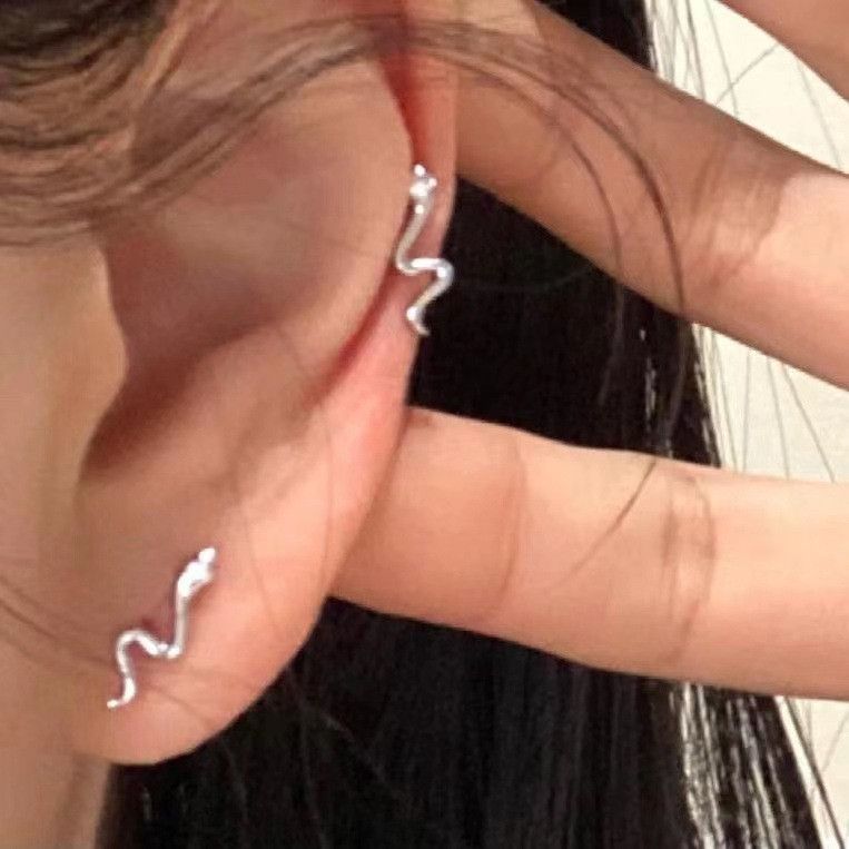 Jewelry × Sterling Silver Snake Vibe Earrings One Pairs Chrome Jewelry Size ONE SIZE - 2 Thumbnail