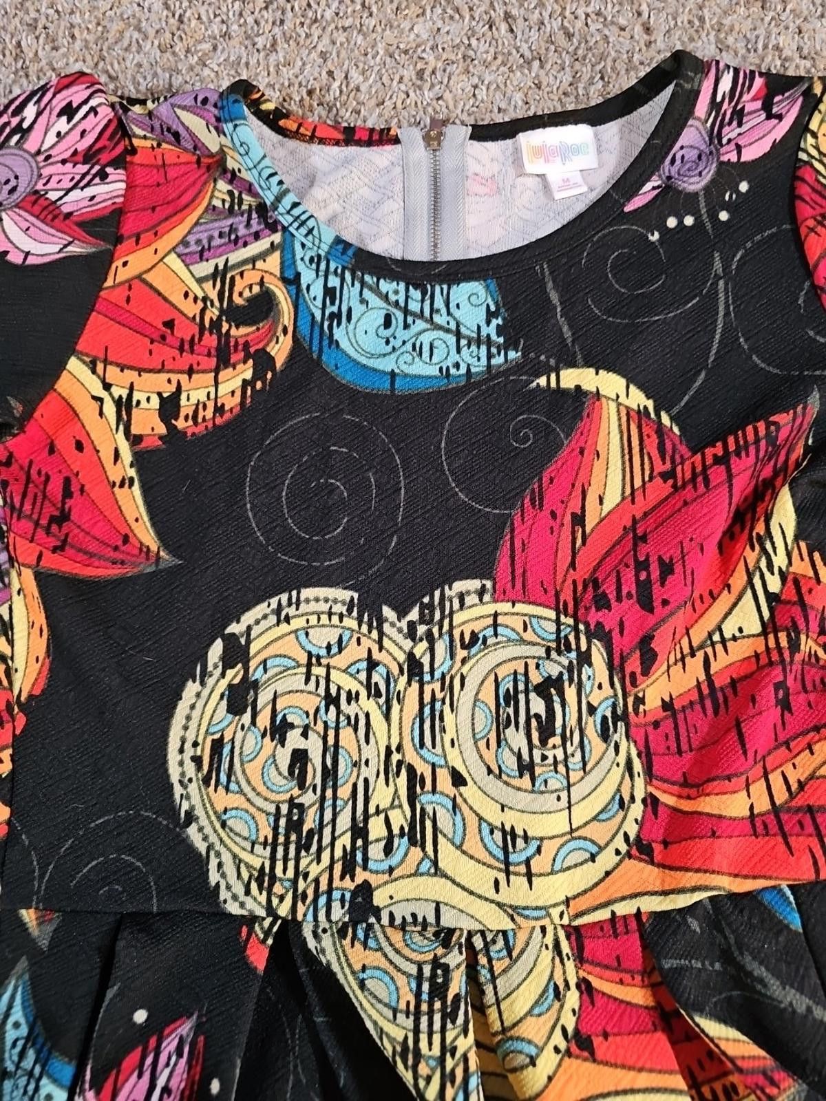 Designer LuLaRoe Dress Floral Multicolor Medium Back Zipper Size M / US 6-8 / IT 42-44 - 3 Thumbnail