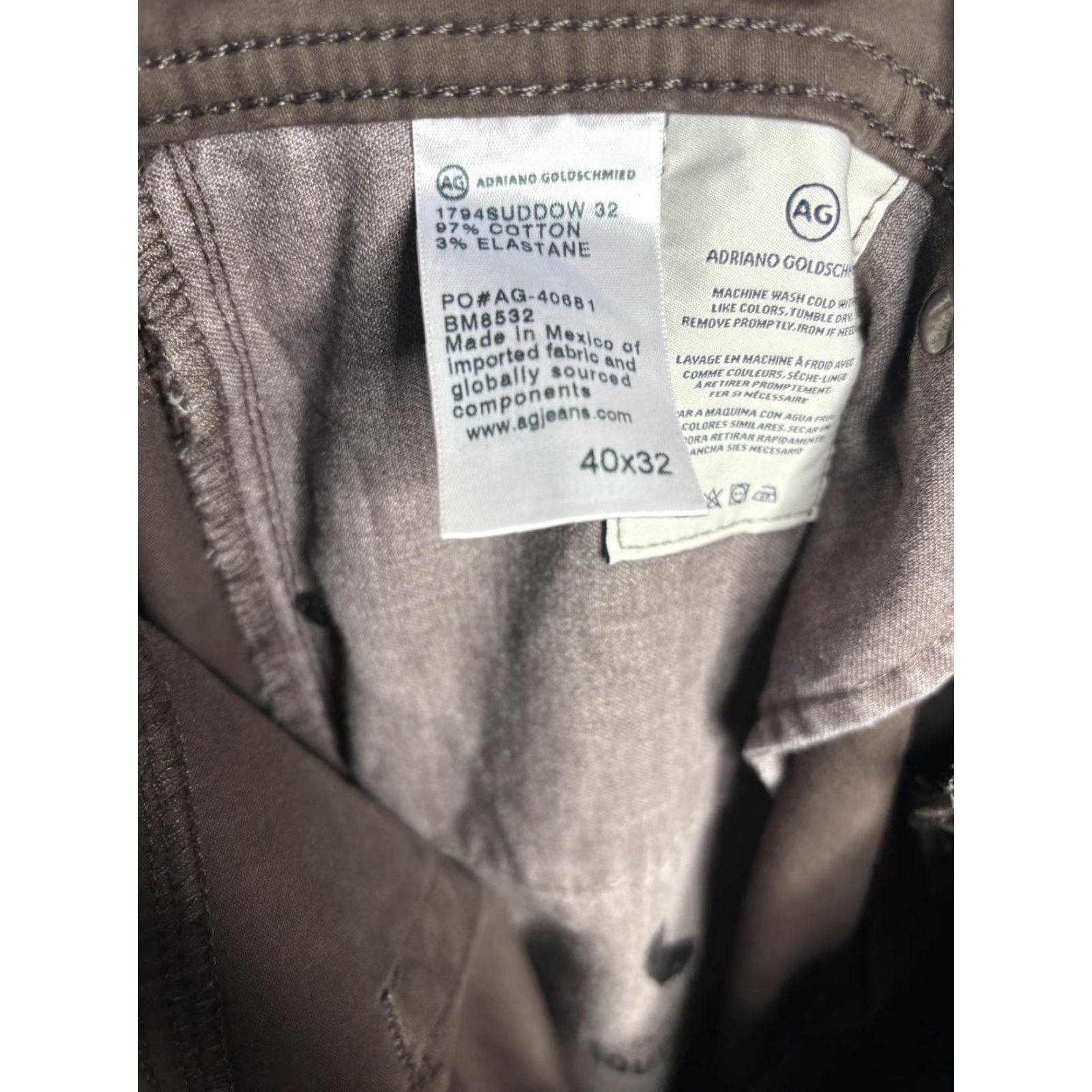 Denime AG Adriano Goldschmied Everett Jeans Mens 40x32 Brown Slim Straight Denim 지속? Size US 40 / EU 56 - 7 Thumbnail
