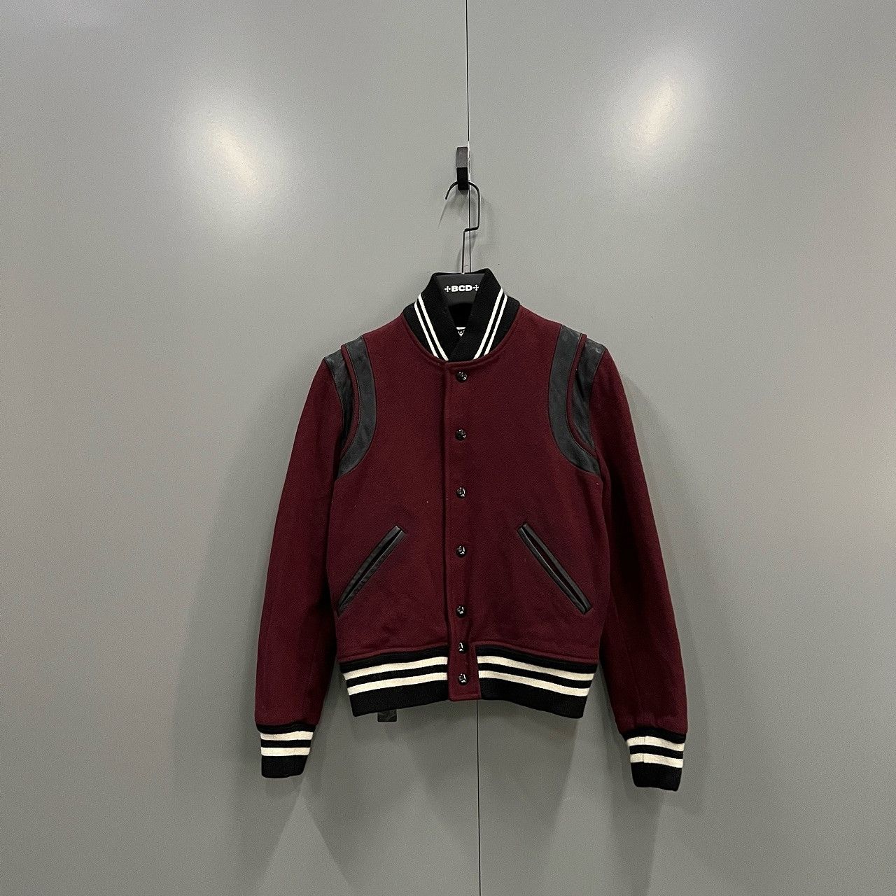 Saint Laurent Paris Saint Laurent Varsity Jacket Maroon Size M Size US XXS / EU 40 - 1 Thumbnail