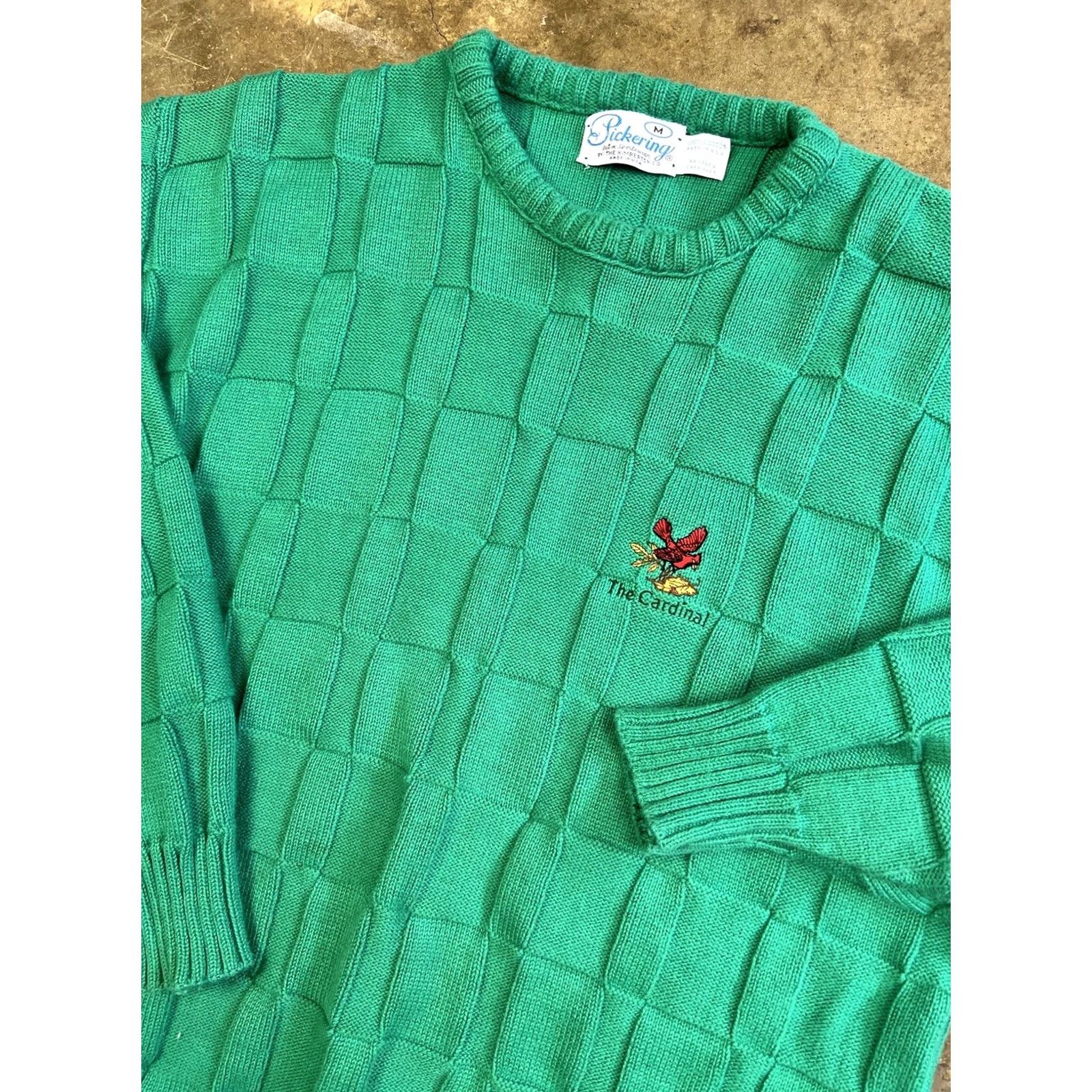 Vintage VINTAGE 90s Knit Golf Sweater Mens M Red Cardinal Embroidered Cotton Heavyweight Pullover Crew Neck Cardigan Style Shirt Size US M / EU 48-50 / 2 - 4 Thumbnail