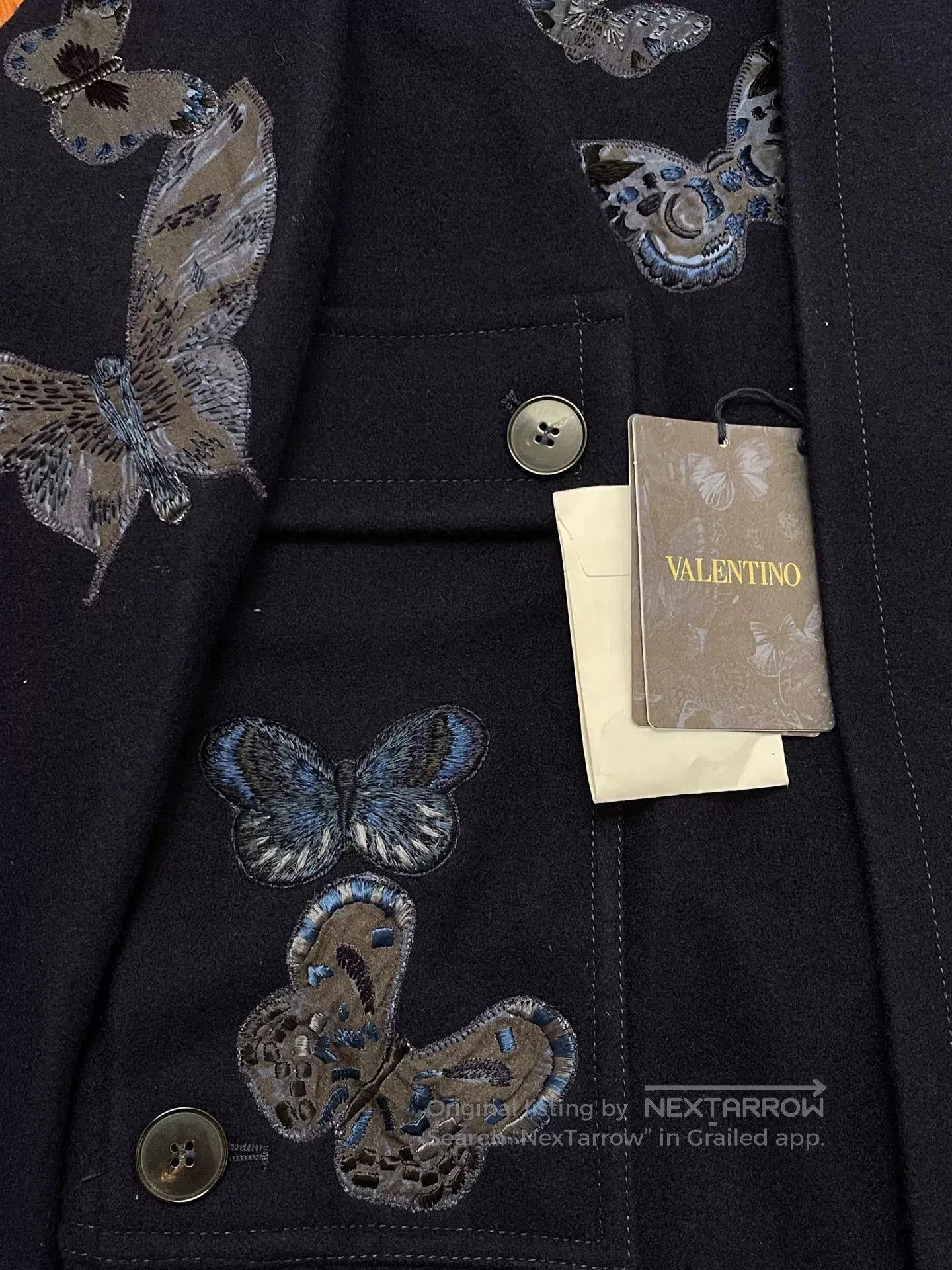 Valentino Valentino Butterfly Embroidery Wool Coat. Size L / US 10 / IT 46 - 4 Thumbnail