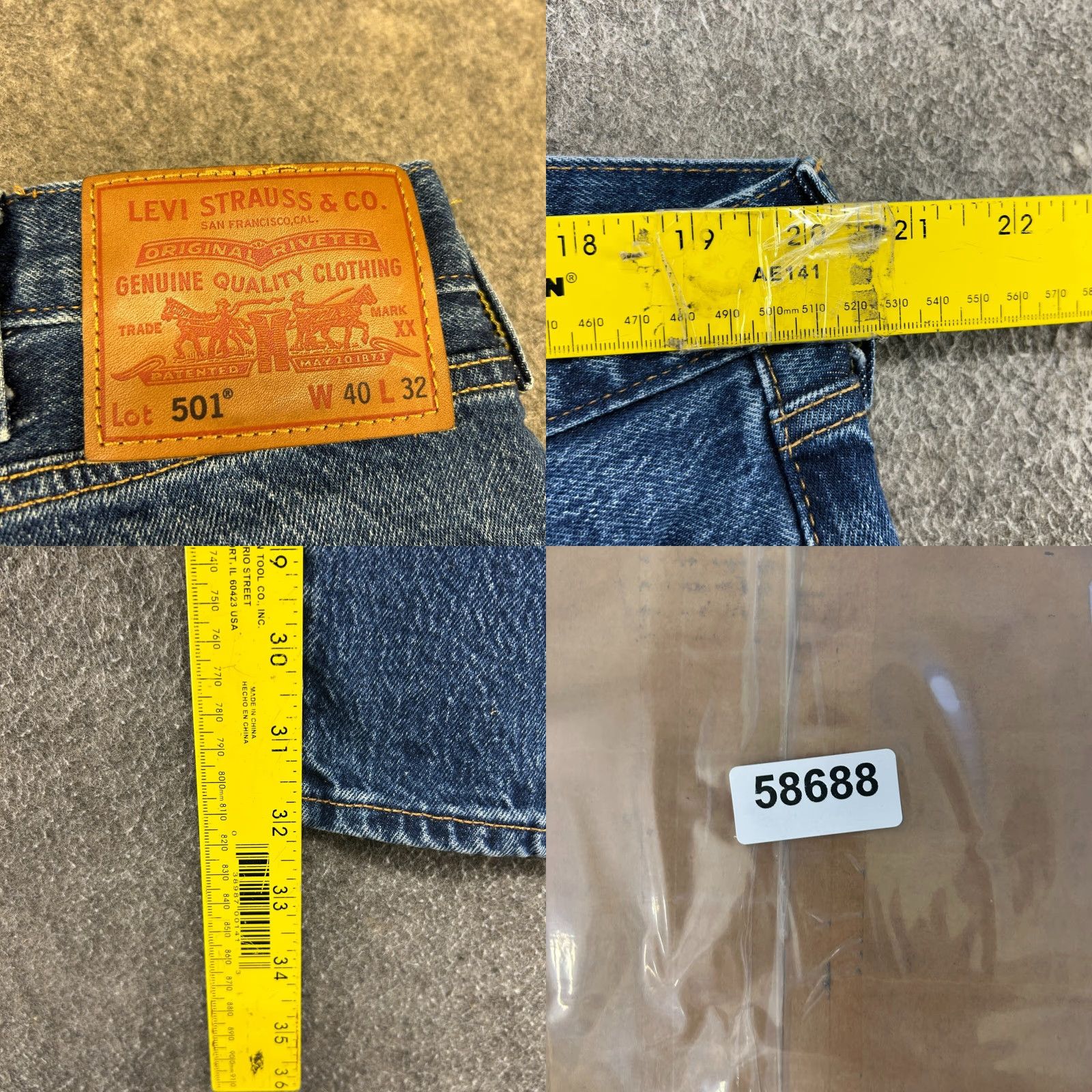 Levi's Levis 501 Jeans Mens 40x32 Blue Dark Wash Denim Premium Stretch Straight Regular Dark Wash Blue Levi's 501 Series Jeans Mens 40 Regular Blue Size US 40 / EU 56 - 8 Thumbnail