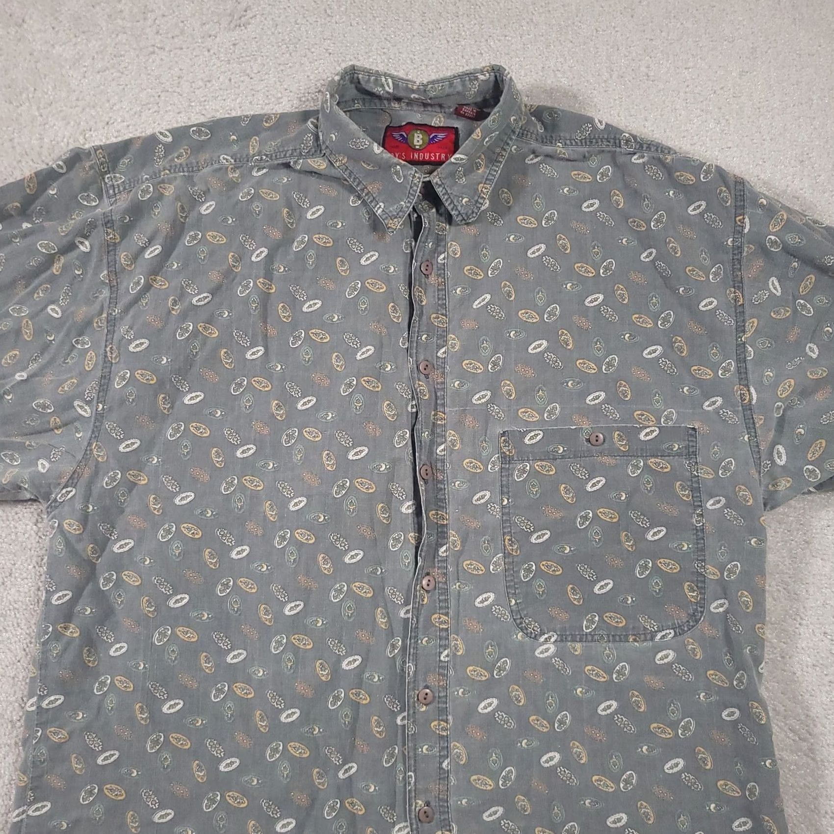 Vintage VINTAGE Boys Industry Western Button Shirt Short Sleeve Mens Large Grunge Skater Shirt Size US L / EU 52-54 / 3 - 3 Thumbnail