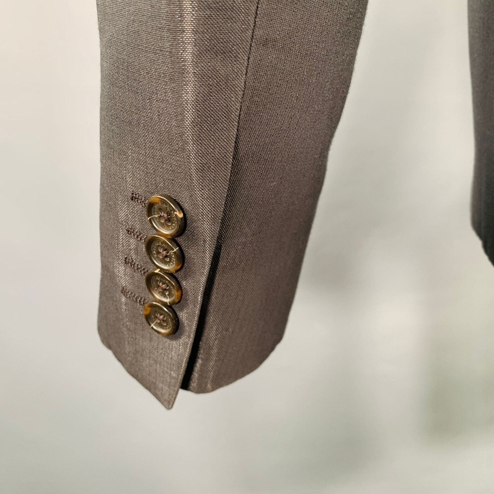 Gazzarrini Size 38 Black Silver Shimmery Cotton Blend Sport Coat Size 38R - 4 Thumbnail