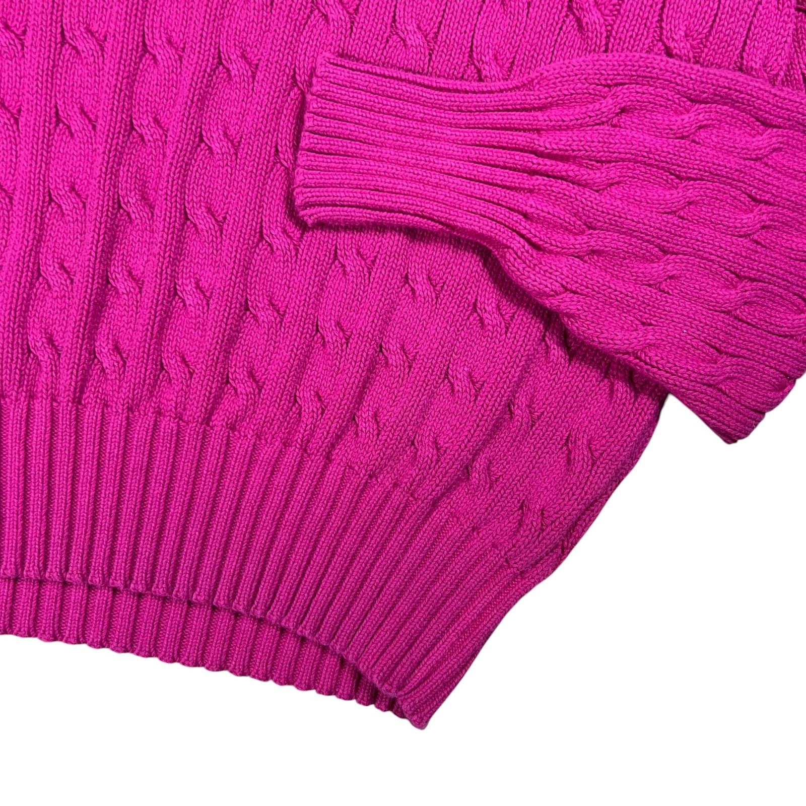 Polo Ralph Lauren × Vintage 90s Polo Ralph Lauren pink mini horse 100% cotton v sweater Size US M / EU 48-50 / 2 - 3 Thumbnail