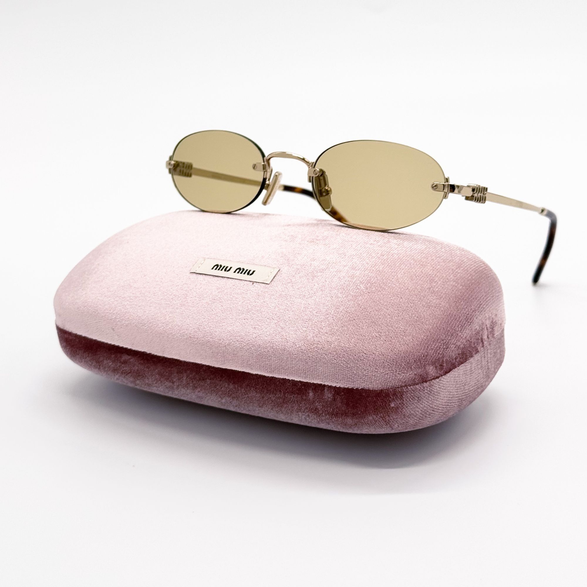 NEW MIU MIU SUNGLASSES MUA54S ZVN10R WOMEN GOLD MU A54S, SMU A54 EYEWEAR Miu Miu MU A54S ZVN10R Pale Gold Sunglasses for Woman  main image 2