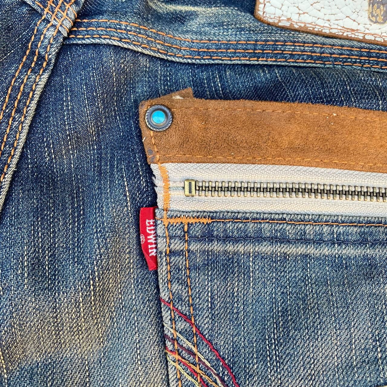 Edwin Vintage Edwin Buffalo Blue Trip Distressed Flare Jeans LGB Size US 34 / EU 50 - 3 Thumbnail